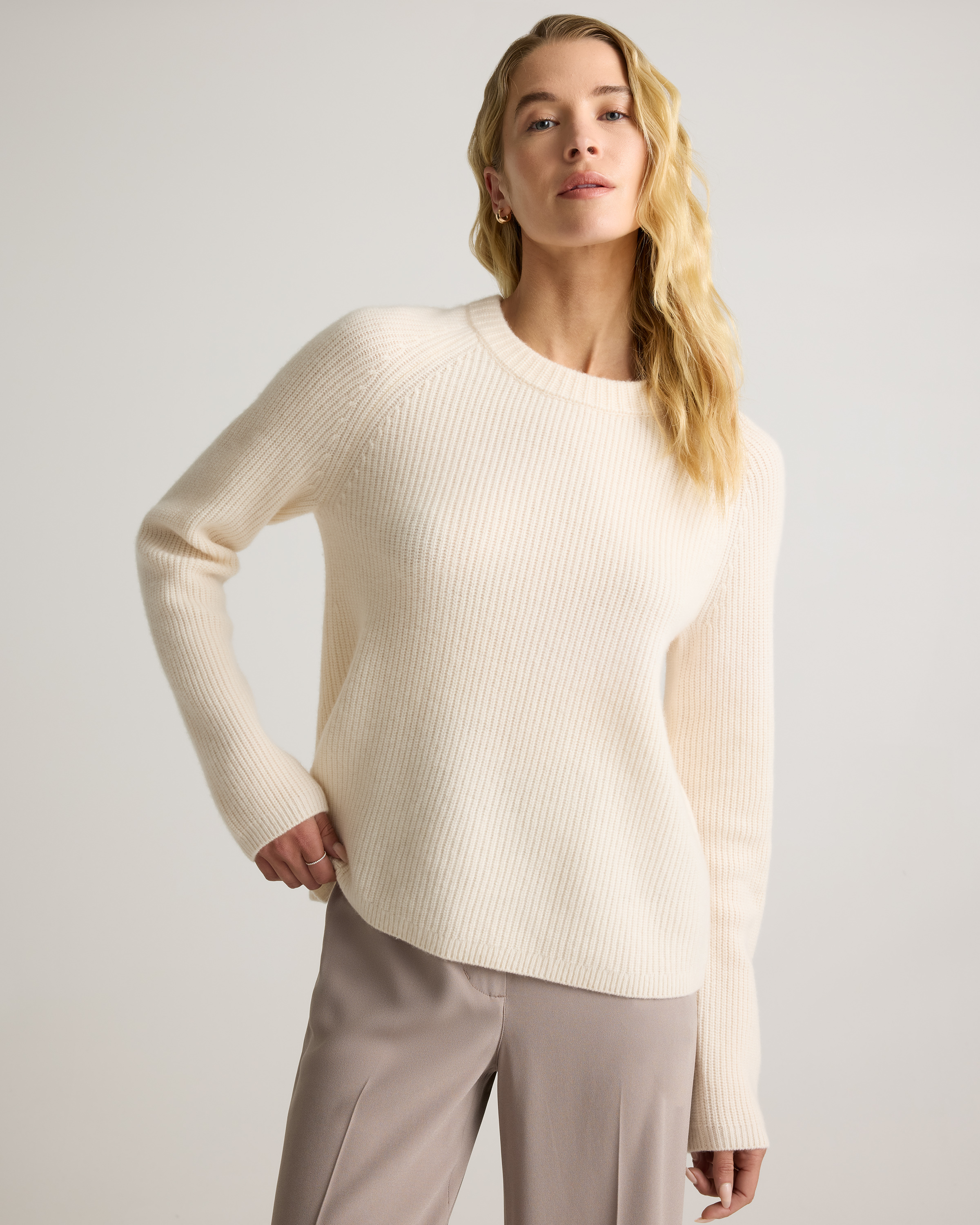 Mongolian Cashmere Fisherman Crewneck Sweater — Image 41