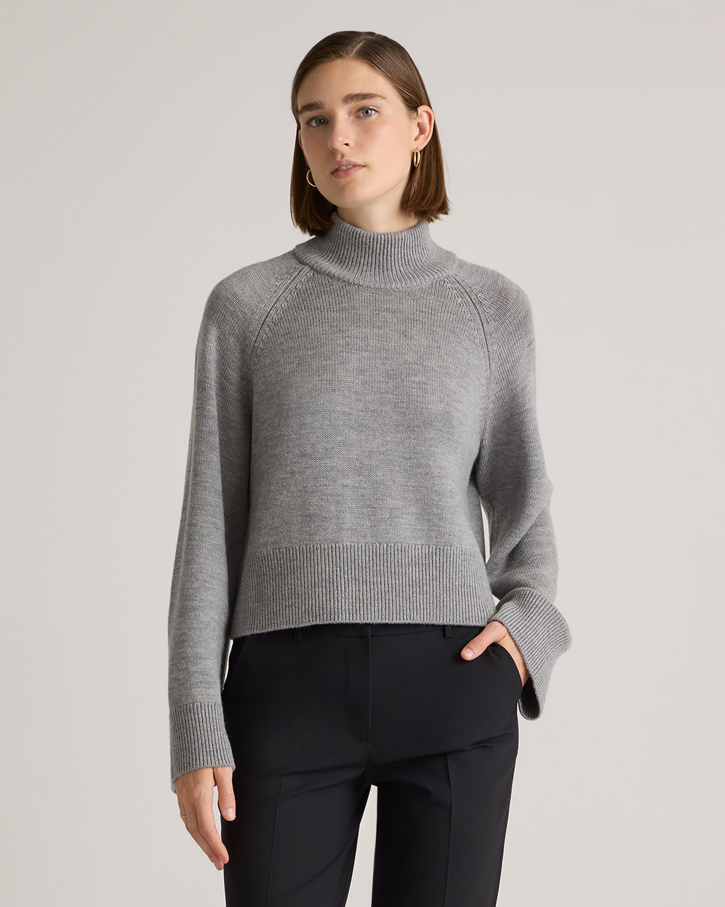 Australian Merino Wool Cropped Mock Neck Sweater — Image 16