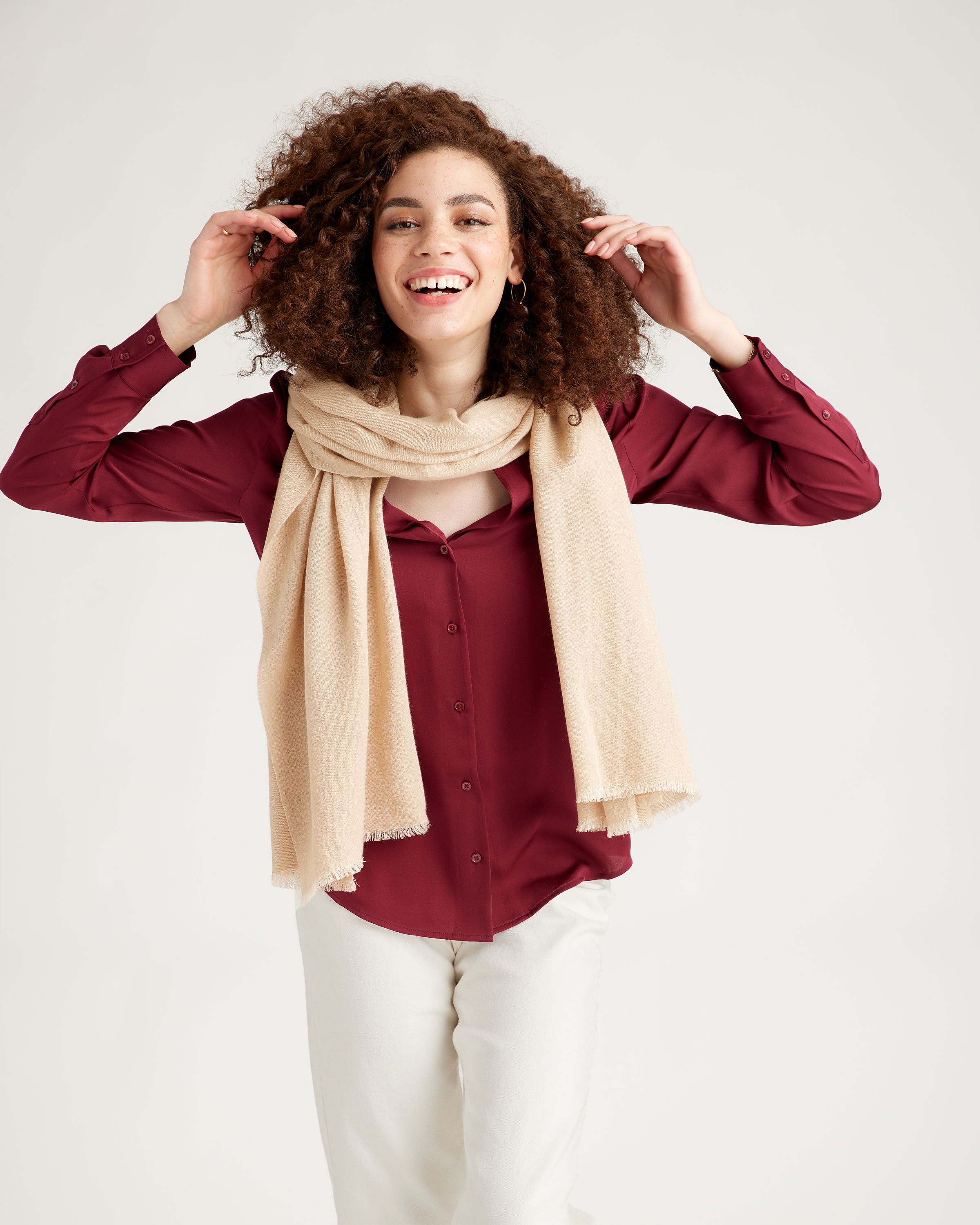 Featherweight Cashmere Silk Frayed Edge Scarf — Image 23