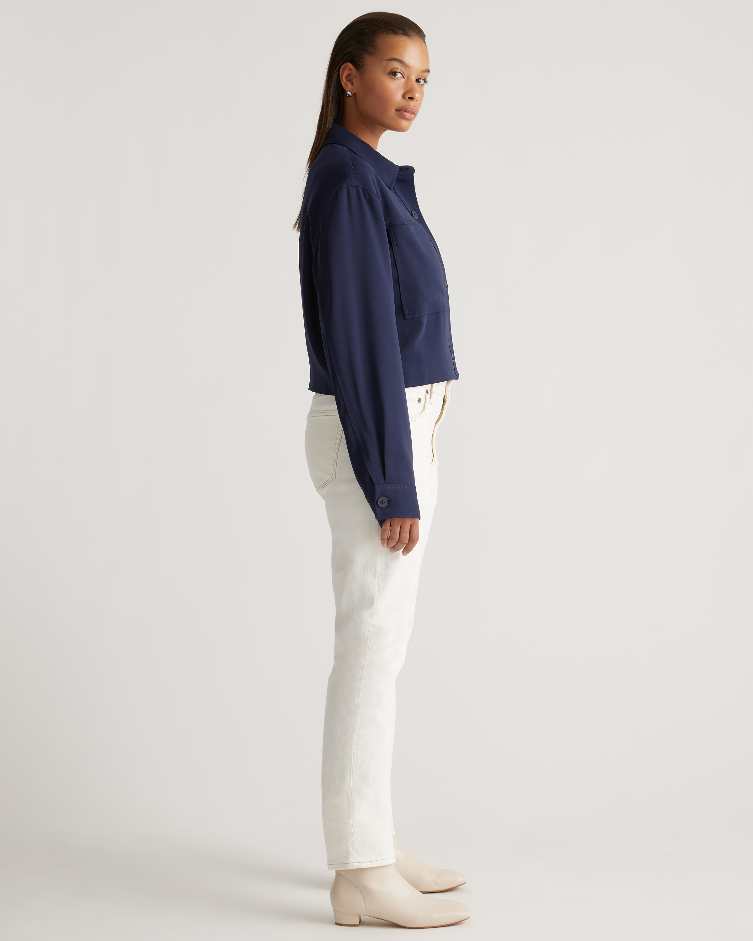 Stretch Crepe Cropped Jacket — Image 14