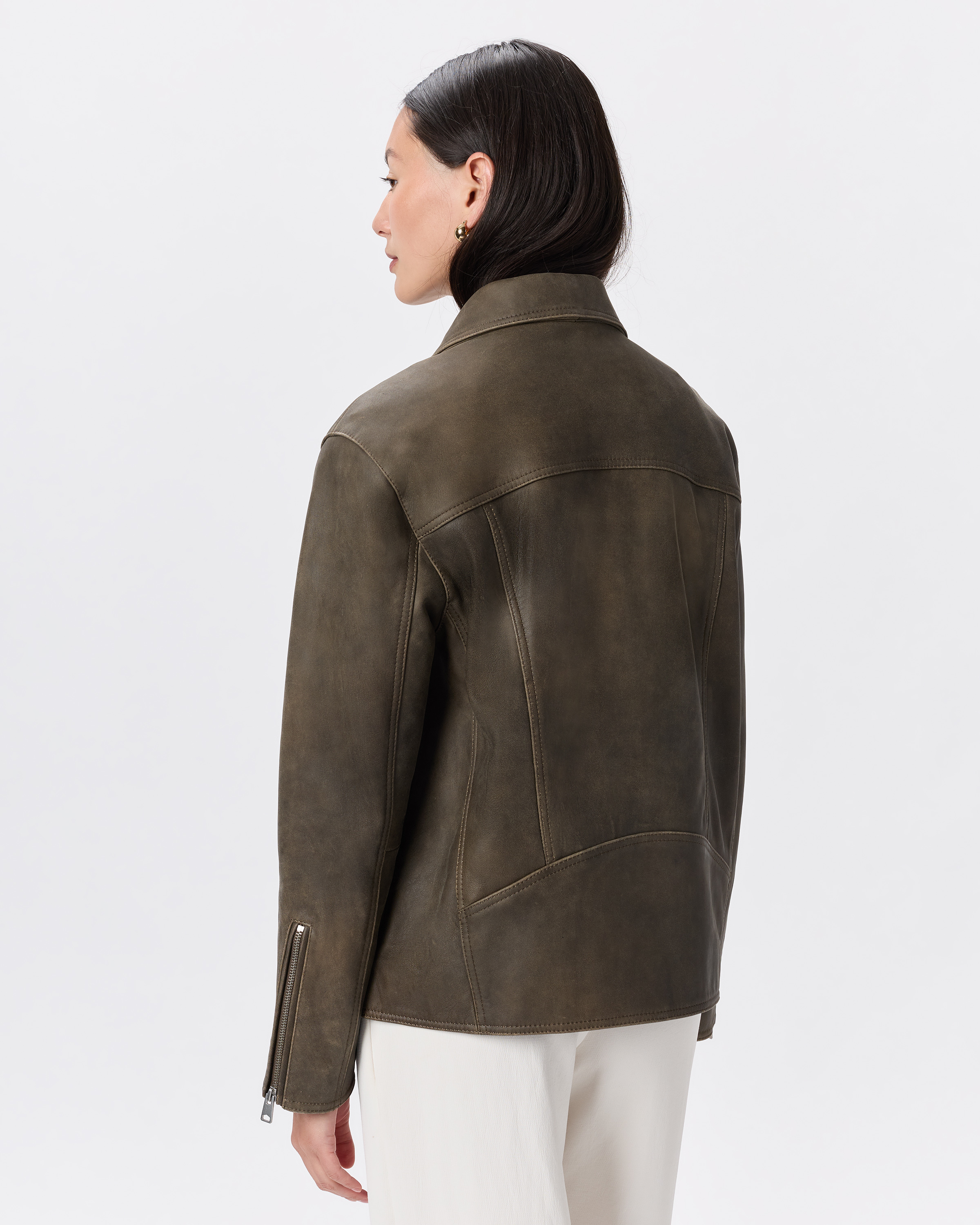 100% Leather Oversized Biker Jacket — Image 39