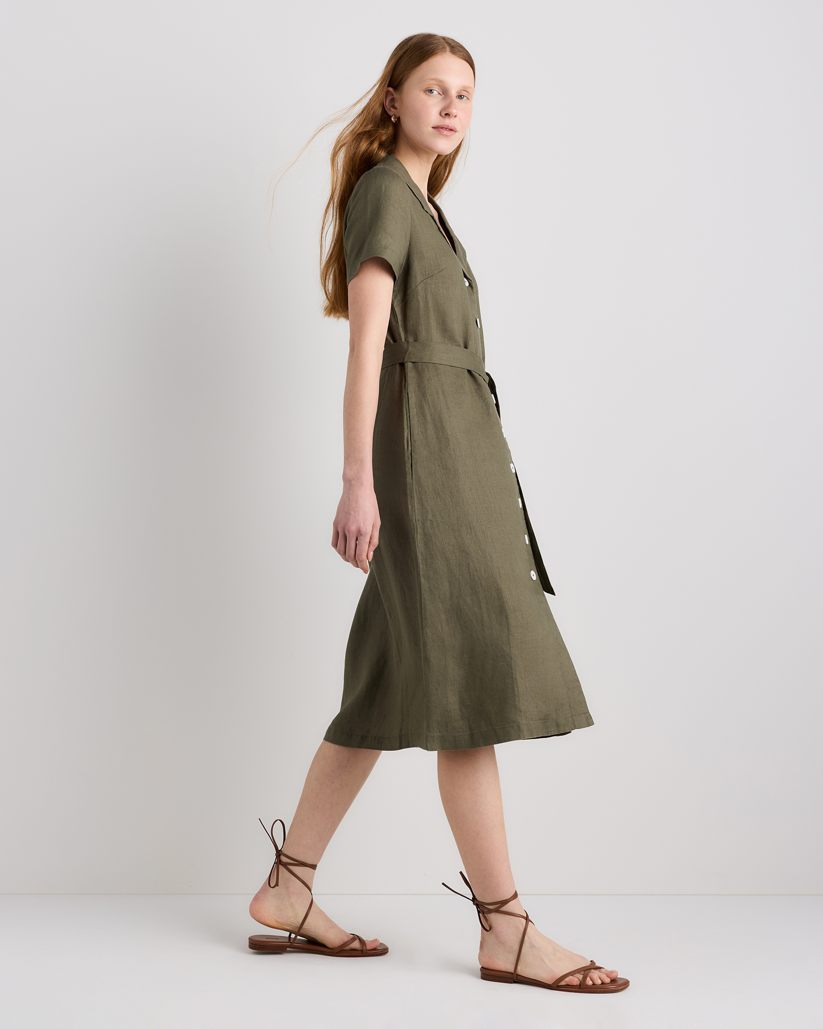 100% European Linen Button Front Dress — Image 63