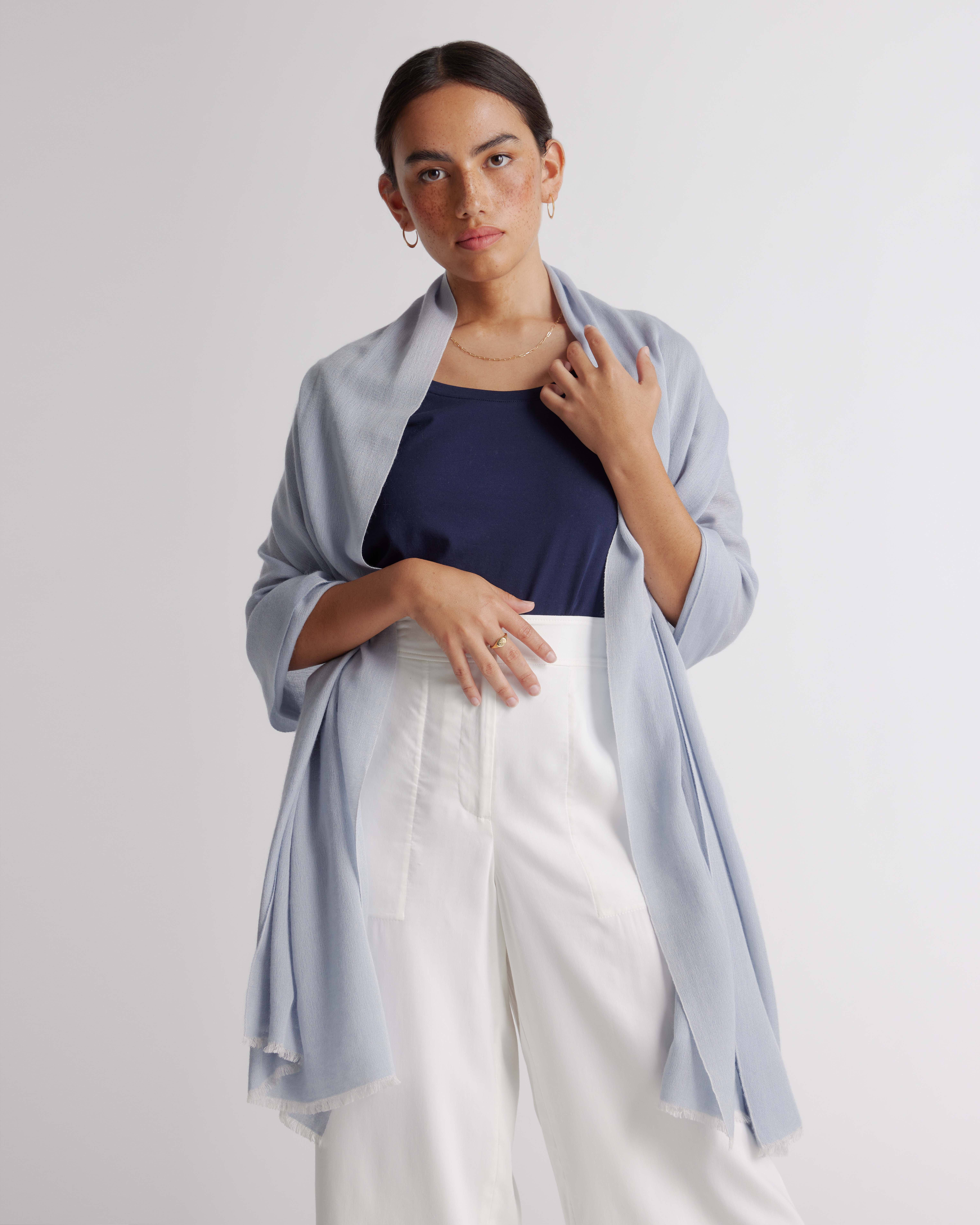 Featherweight Cashmere Silk Frayed Edge Scarf — Image 11