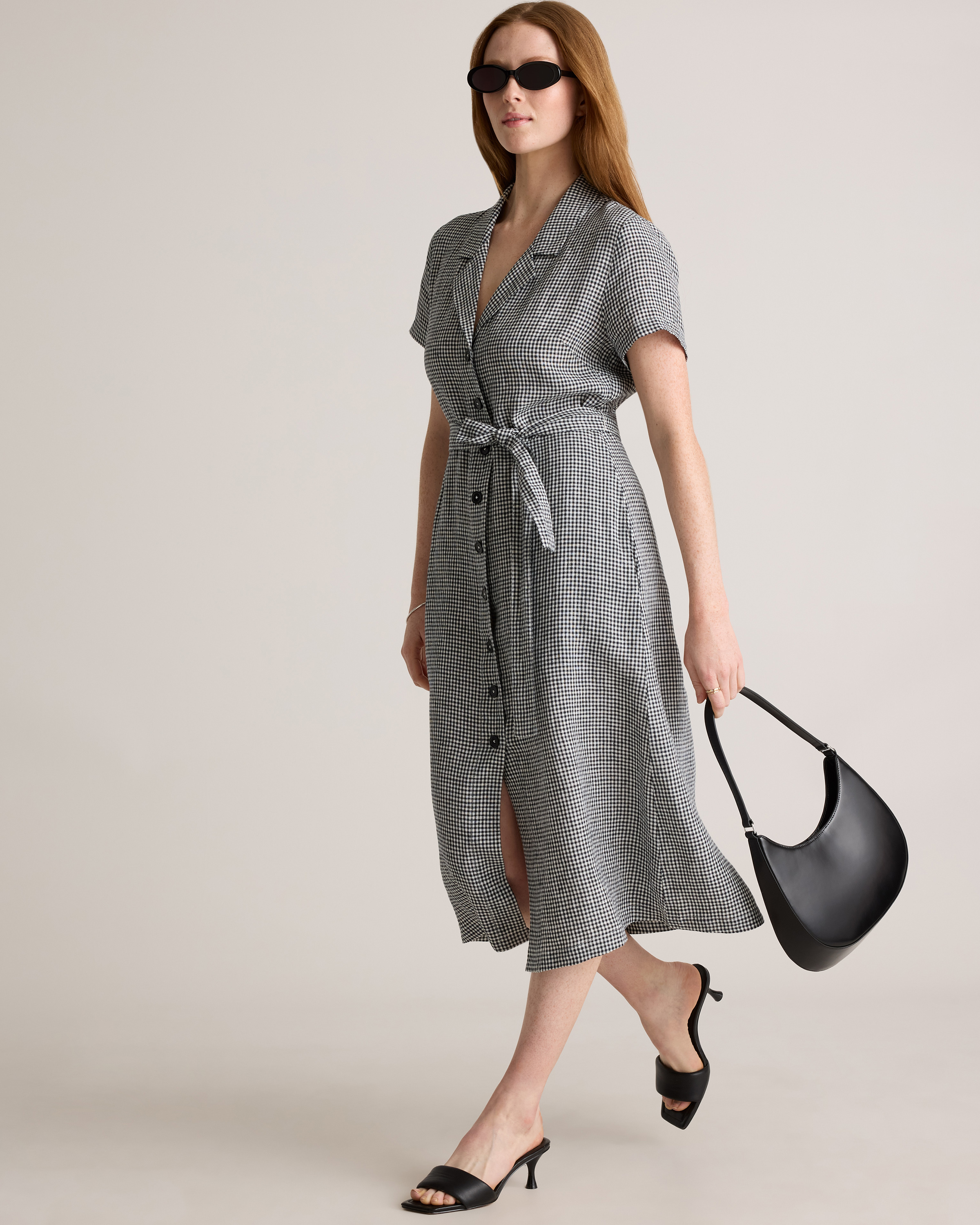 100% European Linen Button Front Dress — Image 29