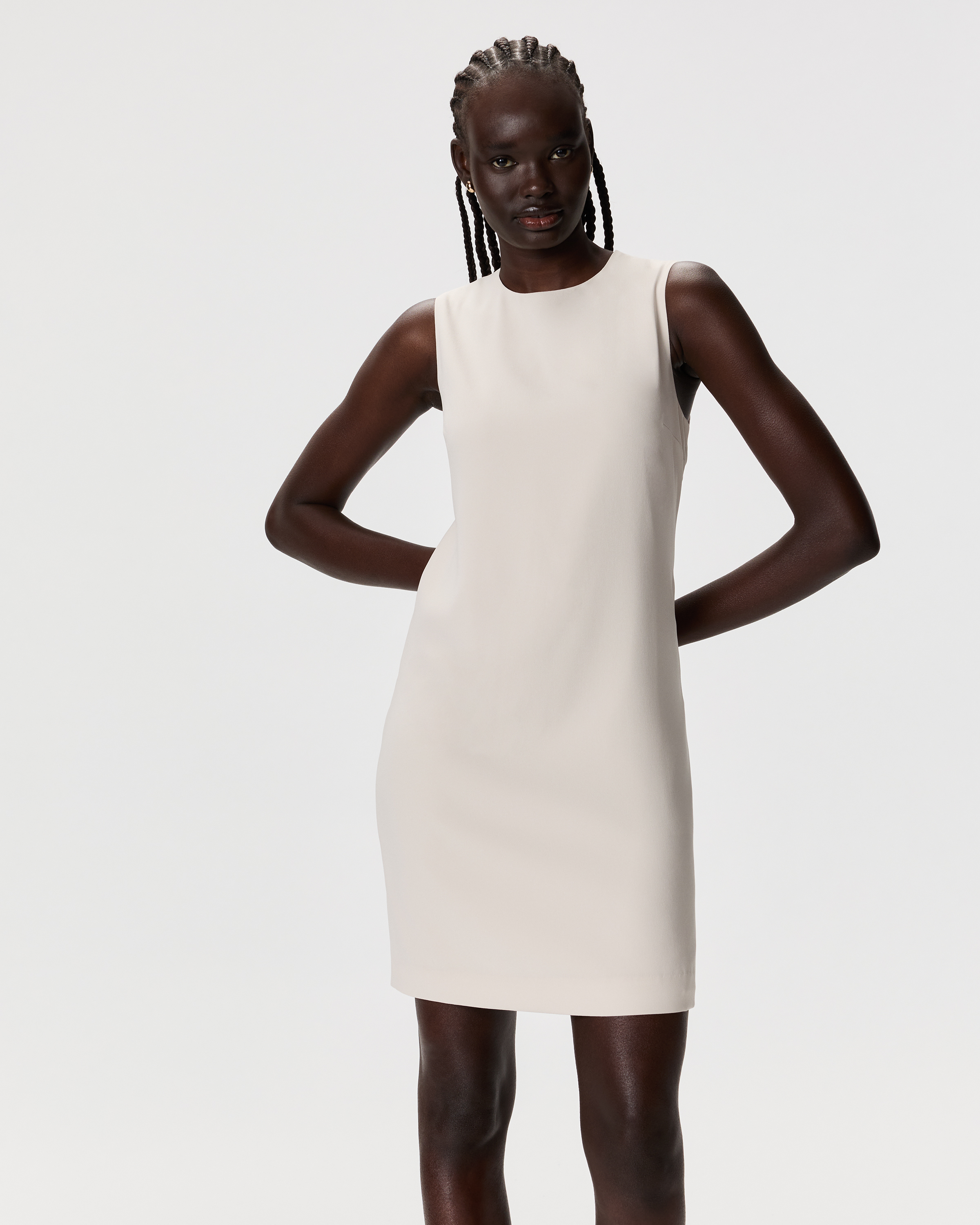 Fluid Crepe Sleeveless Shift Dress — Image 10