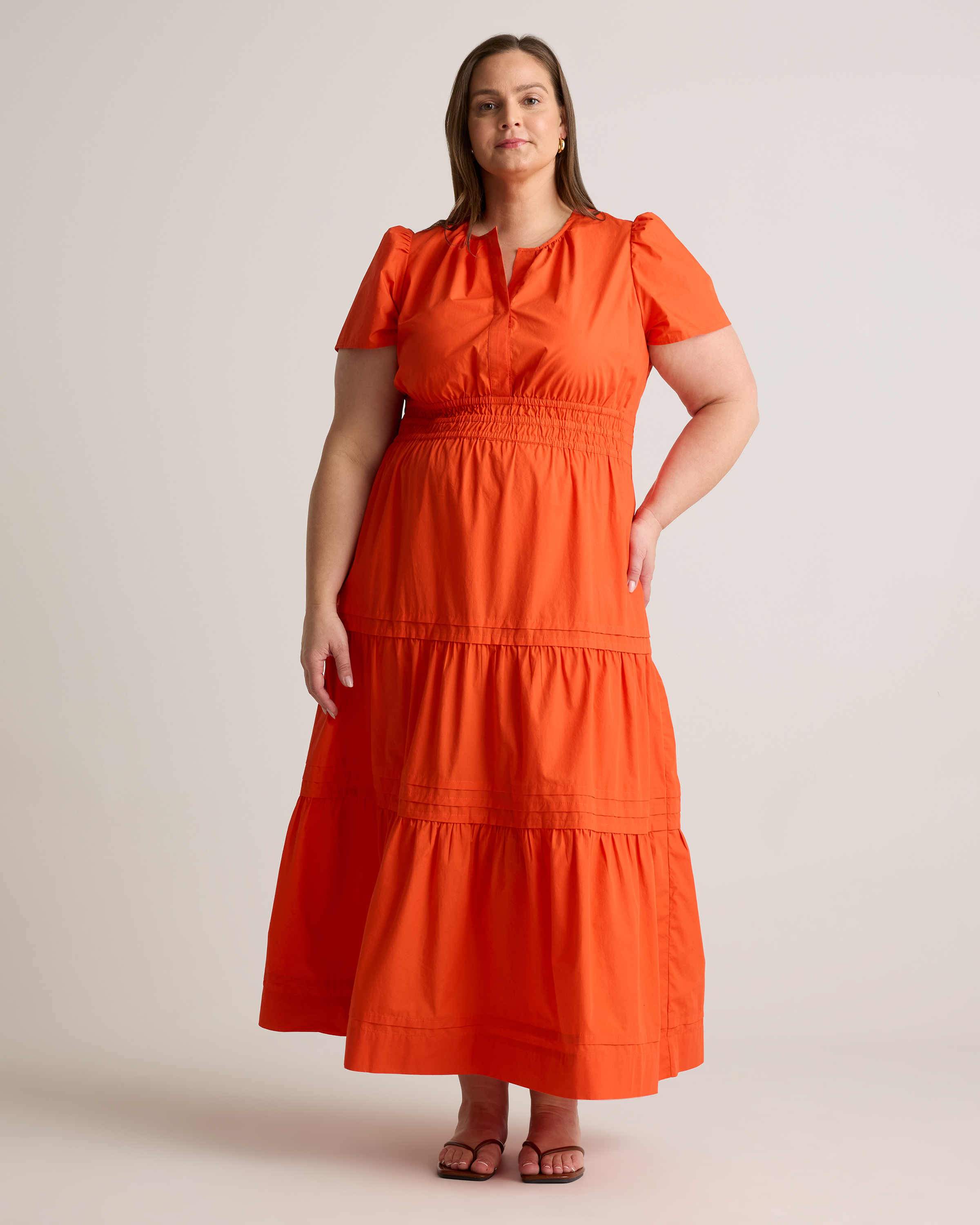 100% Organic Cotton Poplin Tiered Maxi Dress — Image 9