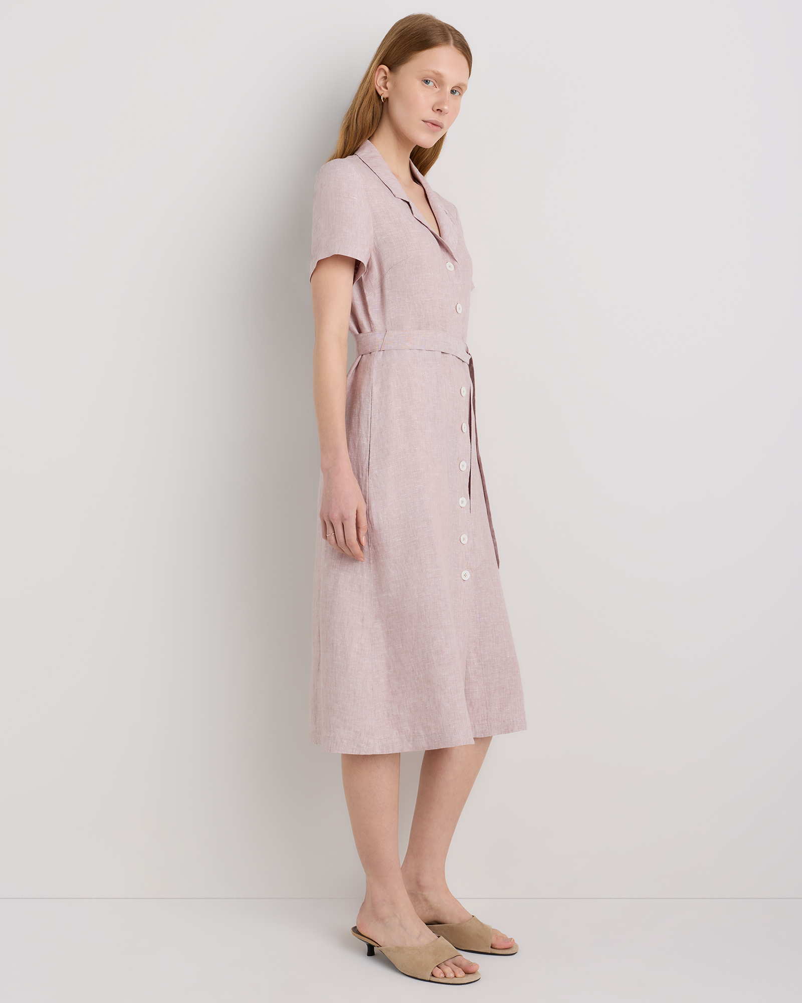 100% European Linen Button Front Dress — Image 78