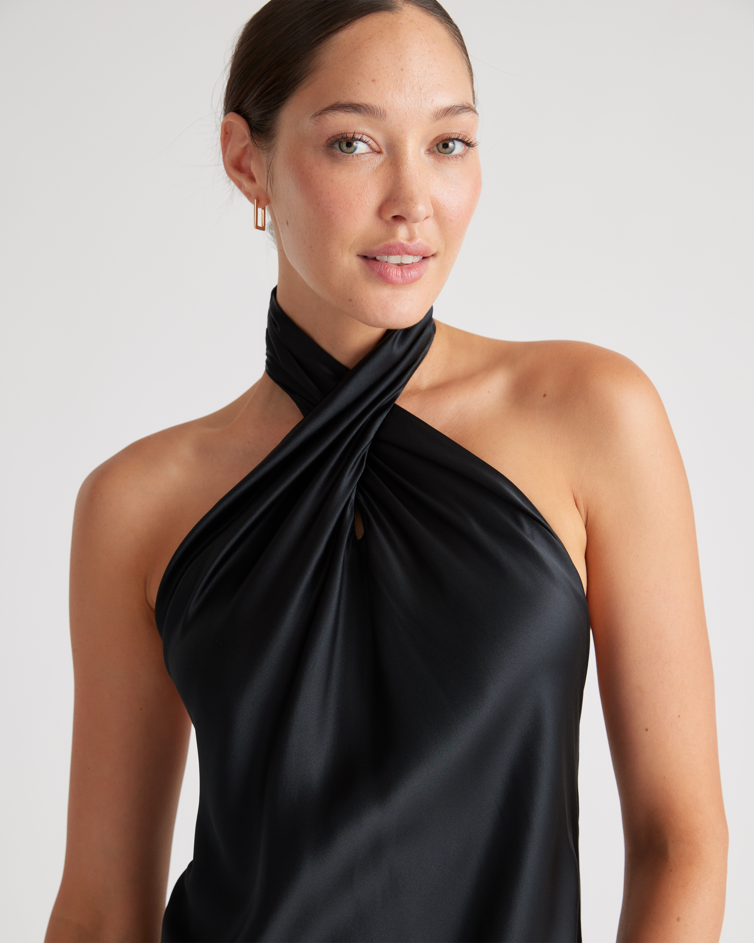 100% Washable Silk Twist Halter Midi Dress — Image 7