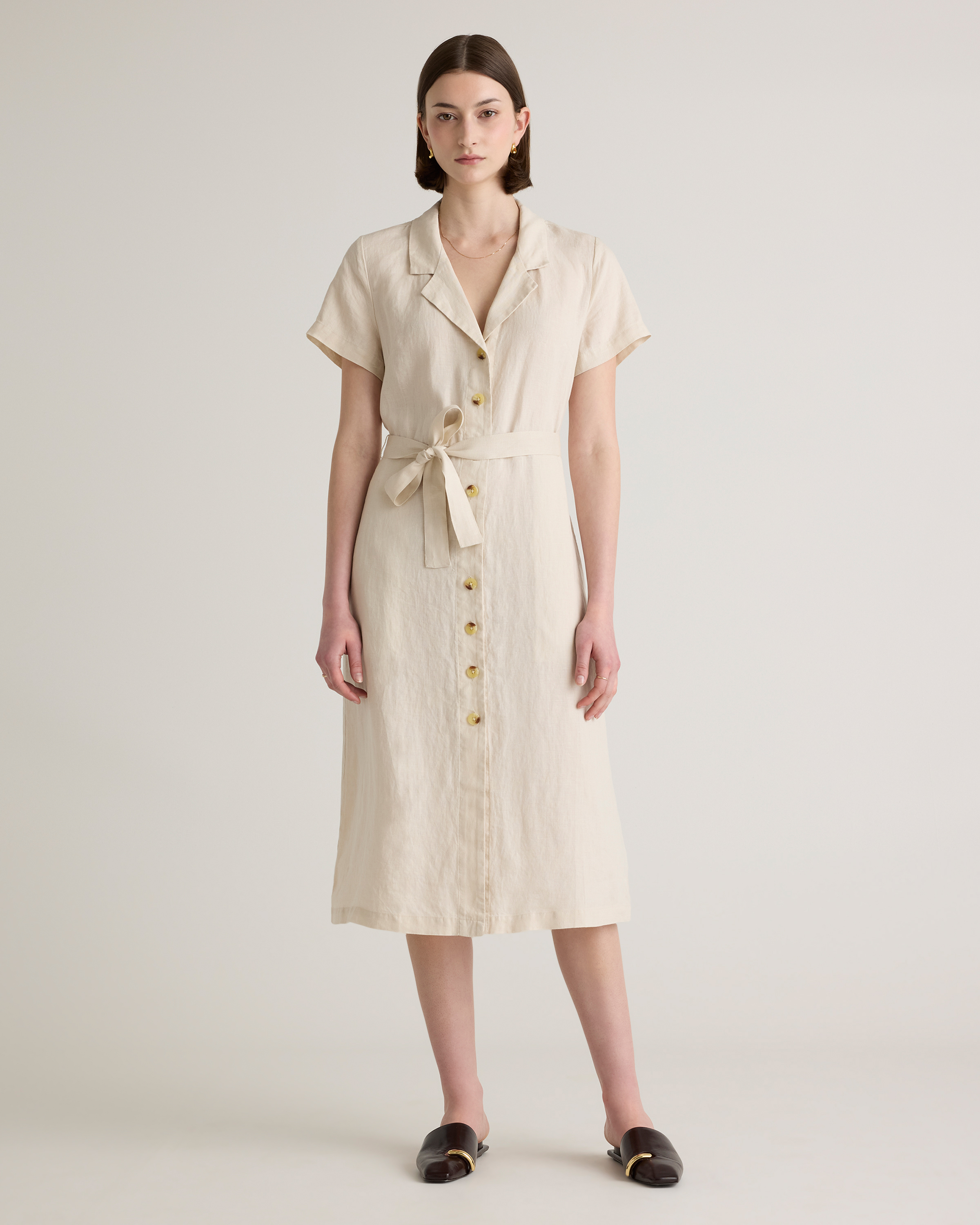 100% European Linen Button Front Dress — Image 35