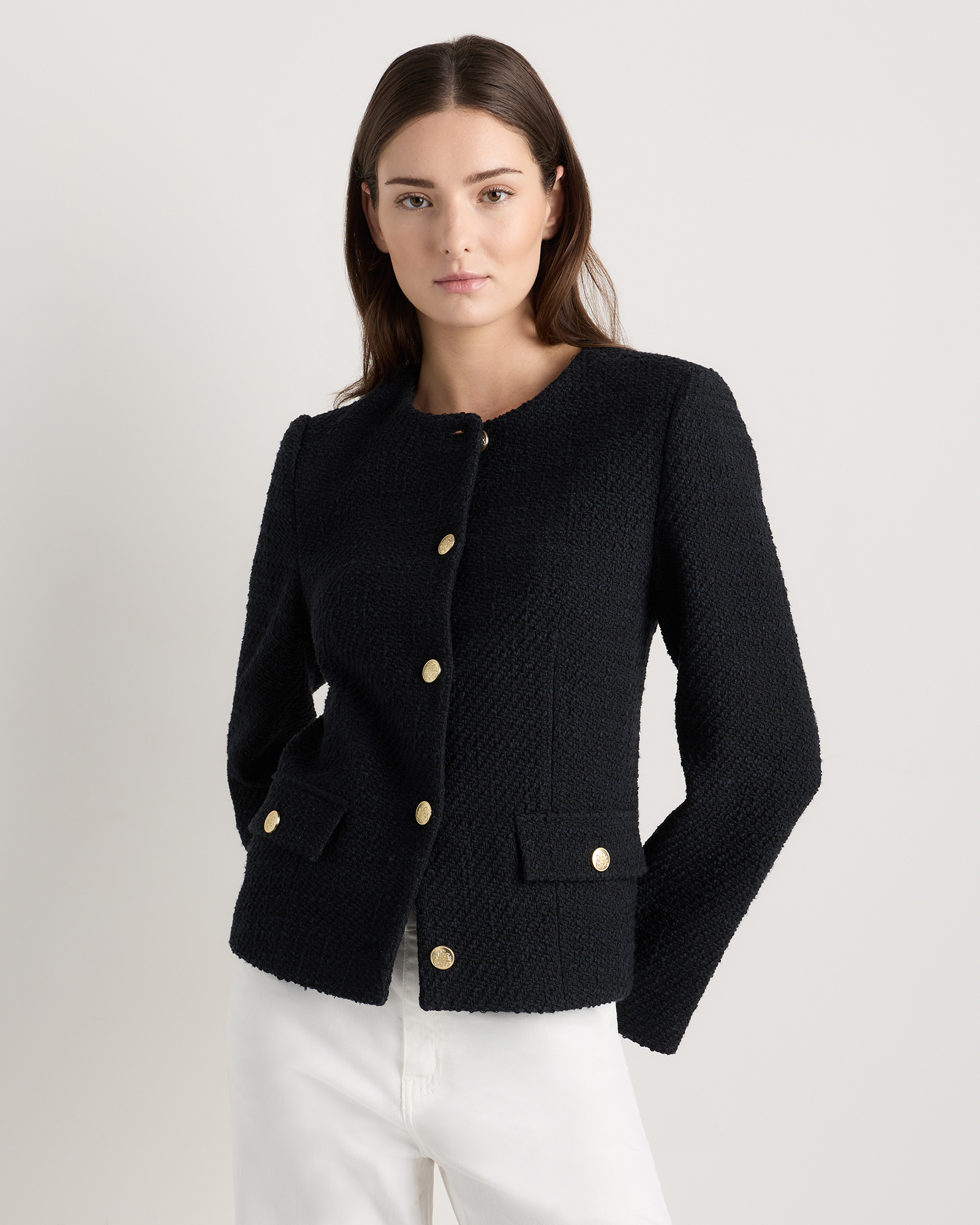 Tweed Collarless Jacket — Image 9