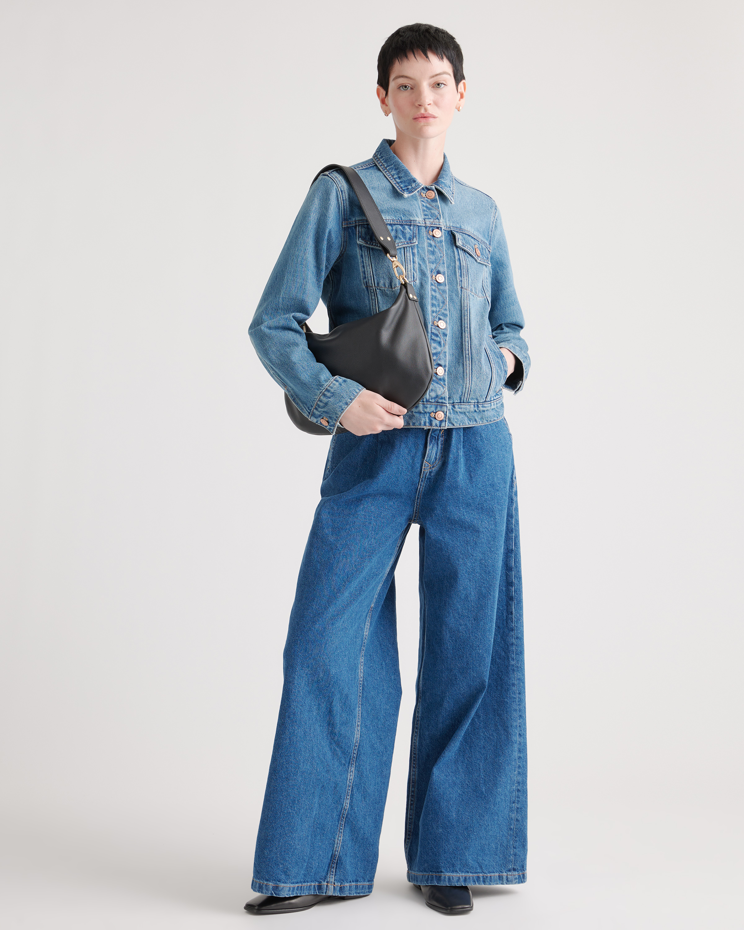 Italian Leather Convertible Crescent Shoulder Bag — Image 6