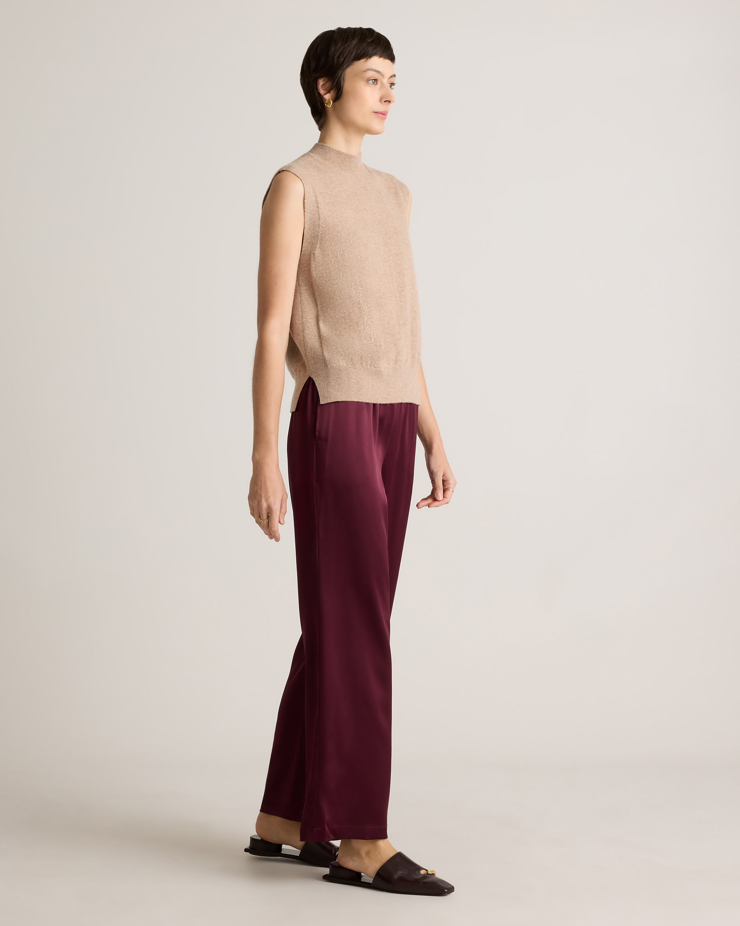 100% Washable Silk Drawstring Wide Leg Pants — Image 62