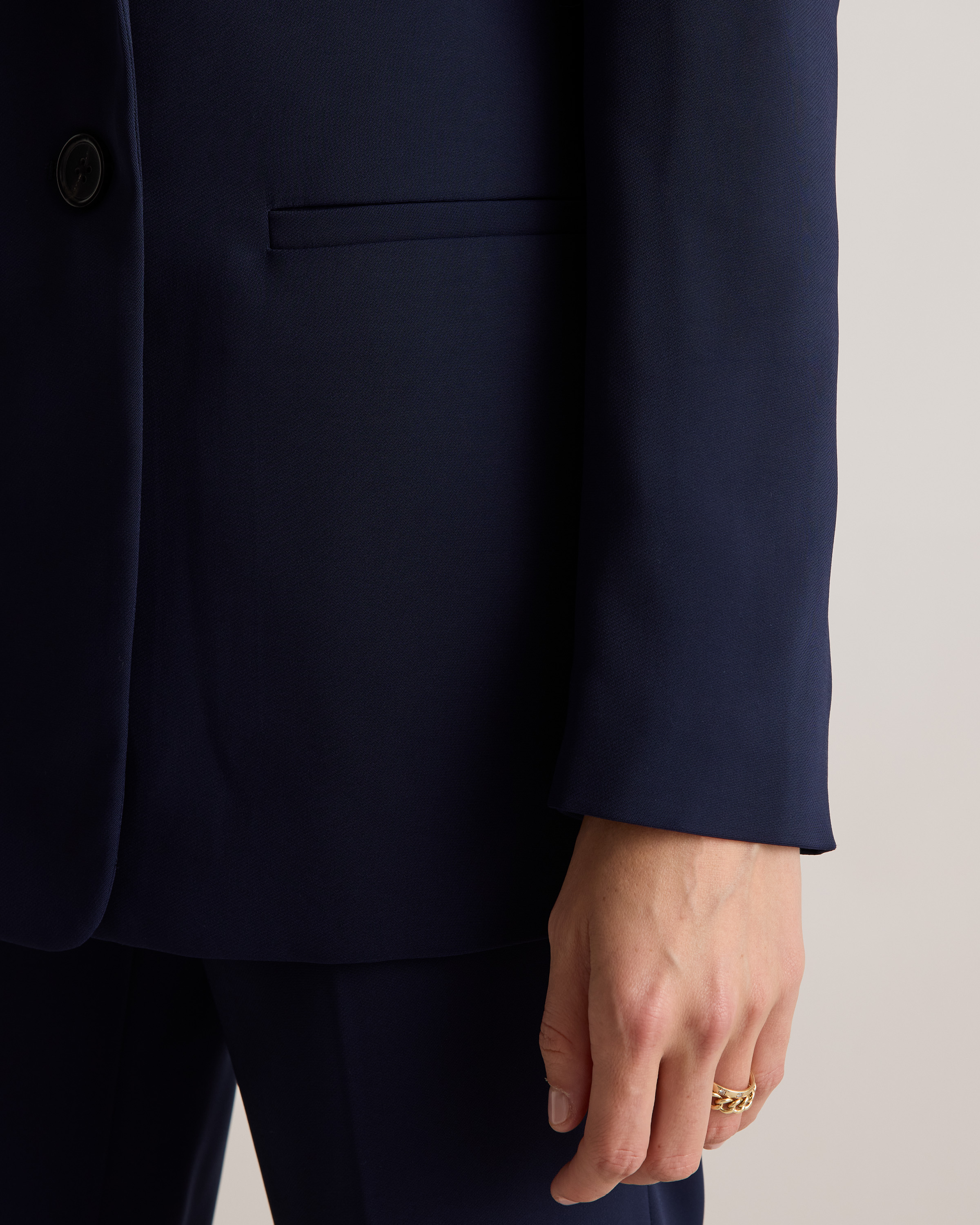 Stretch Crepe Relaxed Double-Breasted Blazer — Image 5