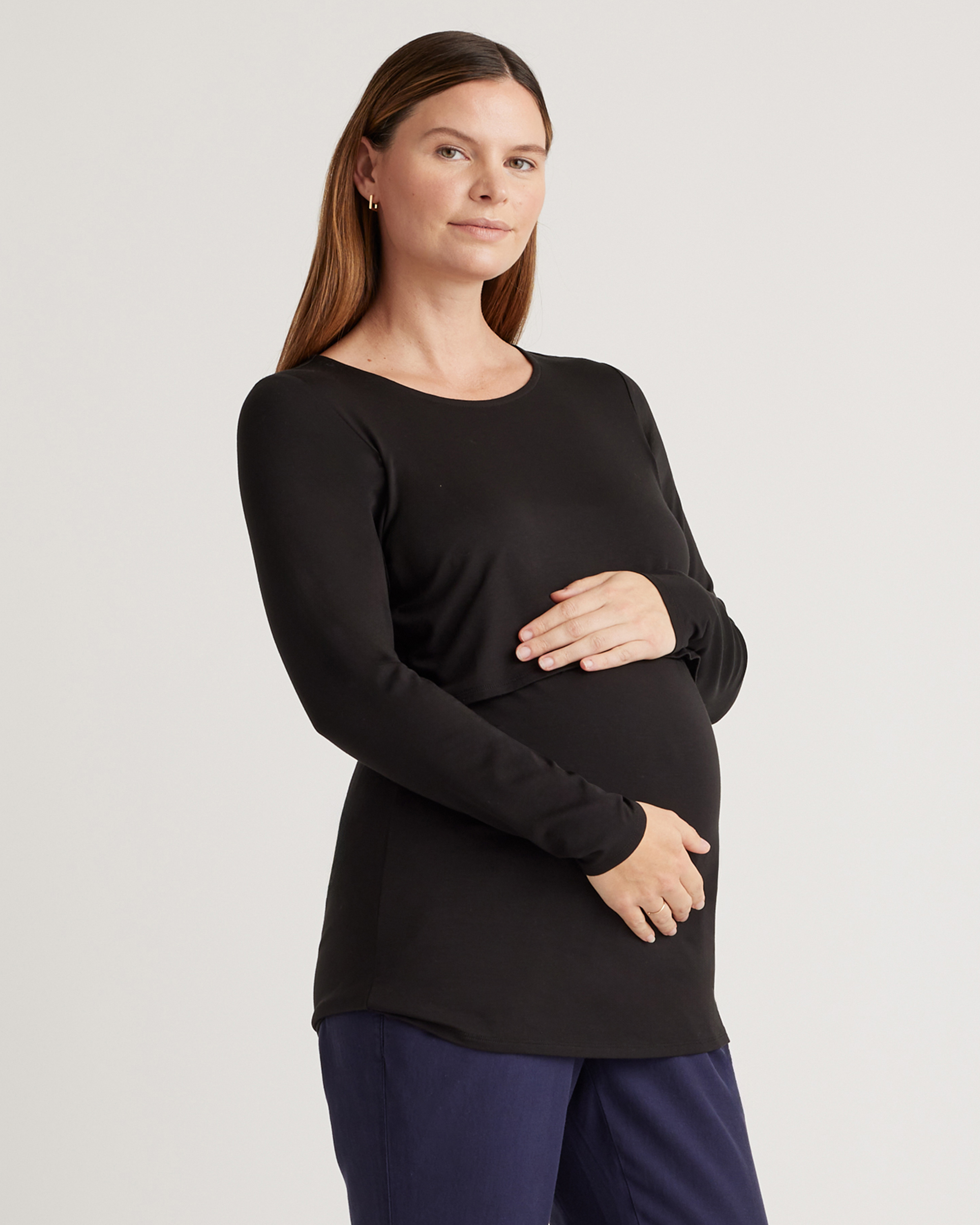 Tencel Jersey Maternity & Nursing Long Sleeve Relaxed Fit Tee 2-Pack — Image 13