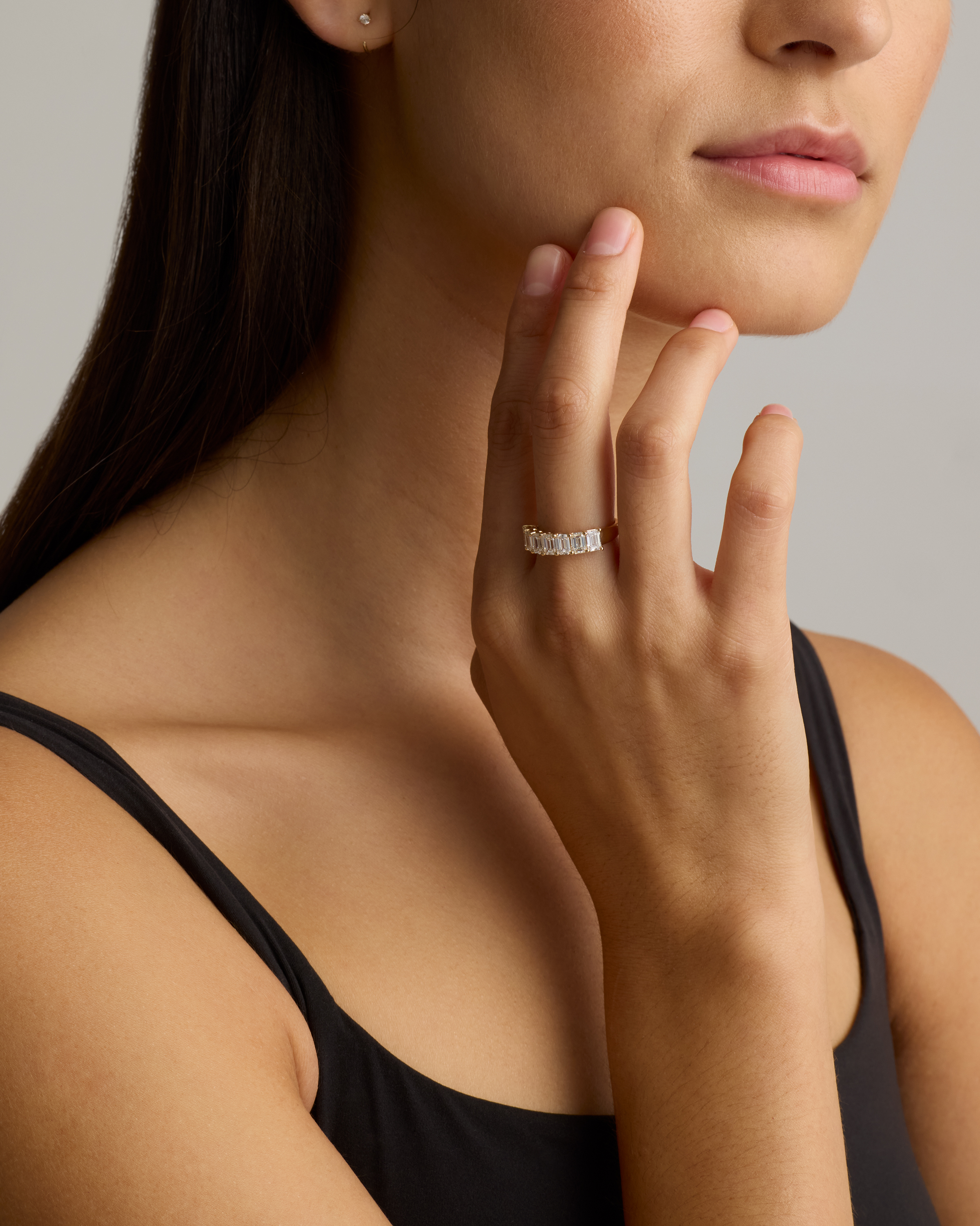 Lab Grown Diamond Emerald Seven Stone Band — Image 4