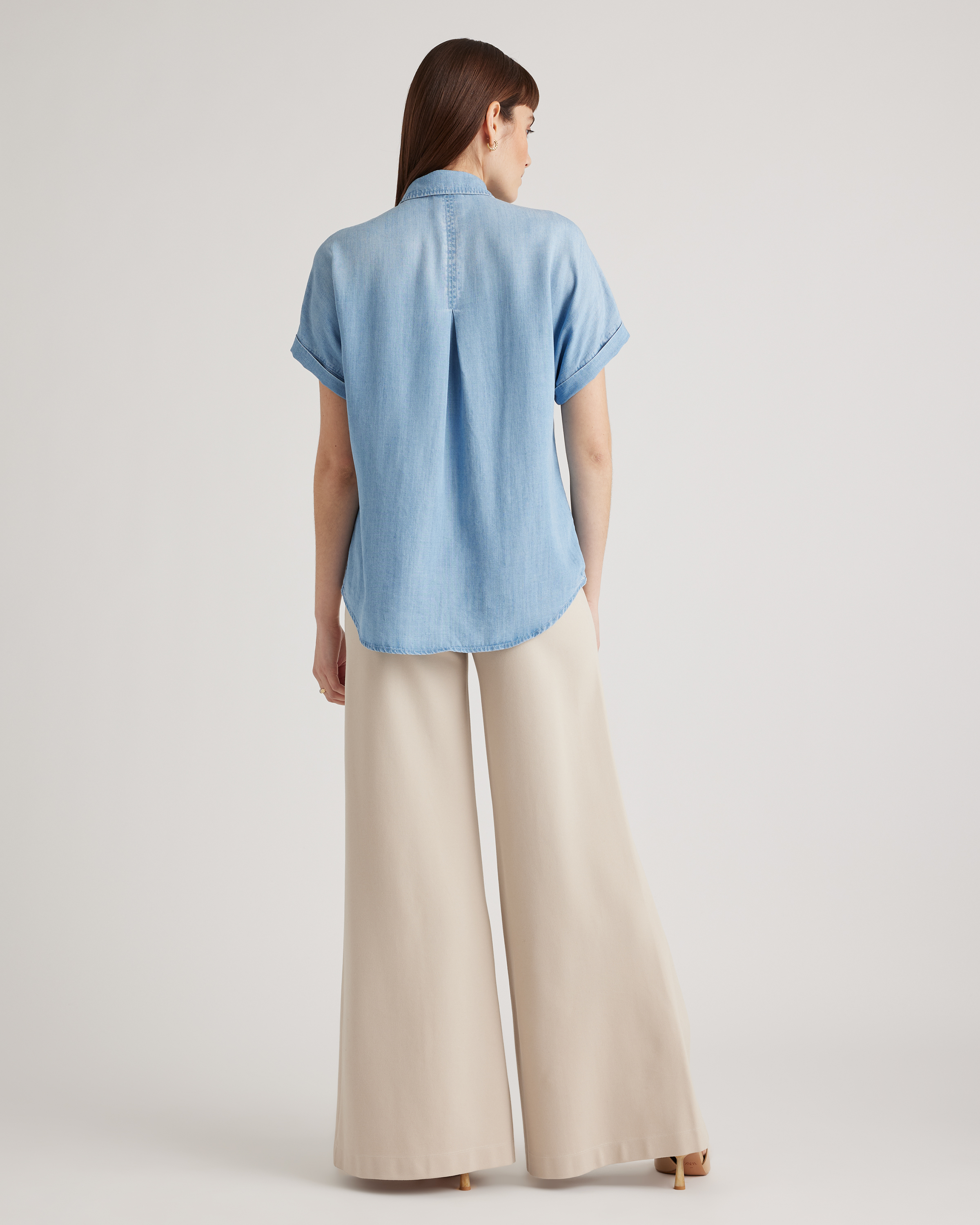 Chambray Tencel Short Sleeve Shirt — Image 5