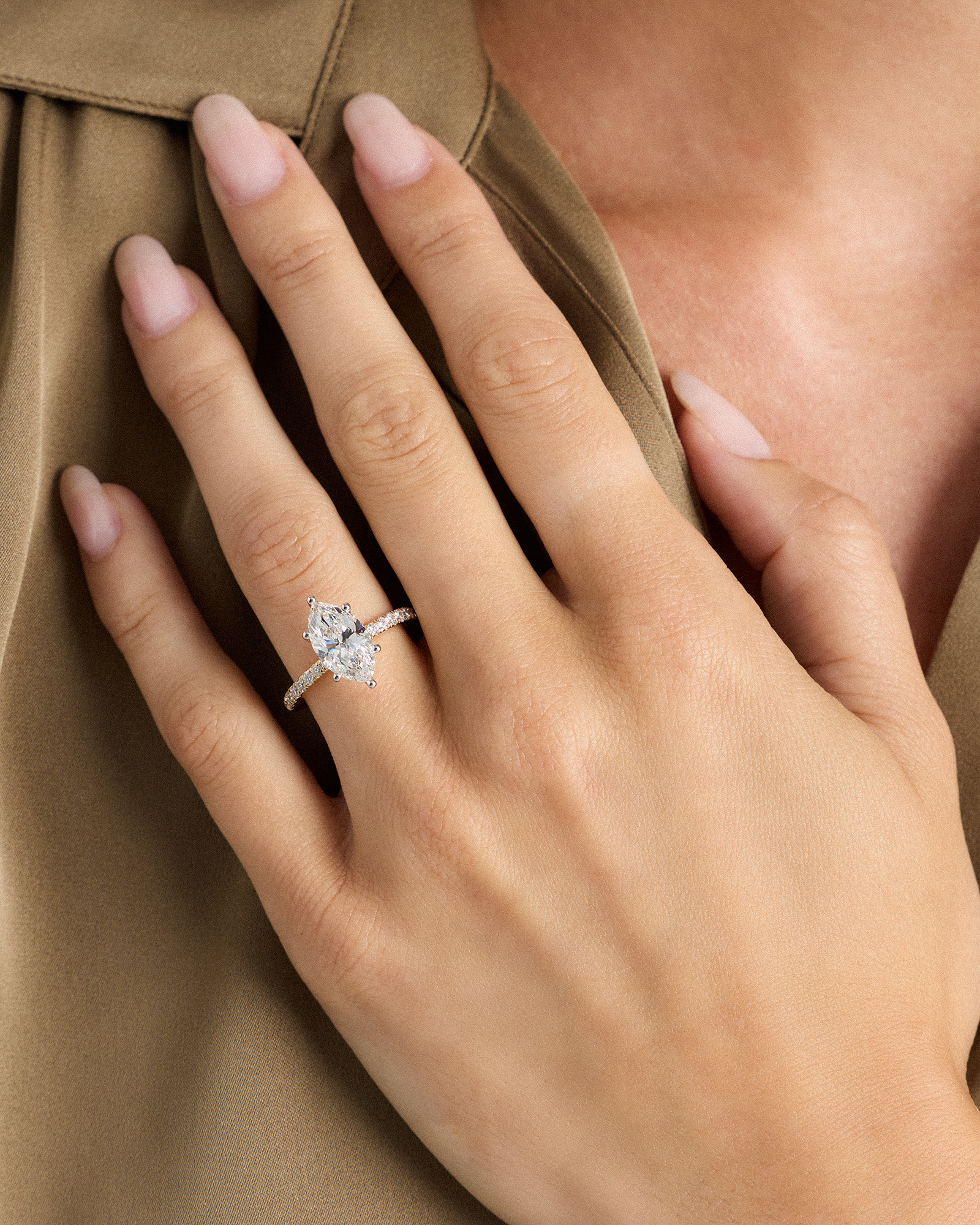 Lab Grown Diamond Marquise Petite Pave Engagement Ring - 2.5ct — Image 4