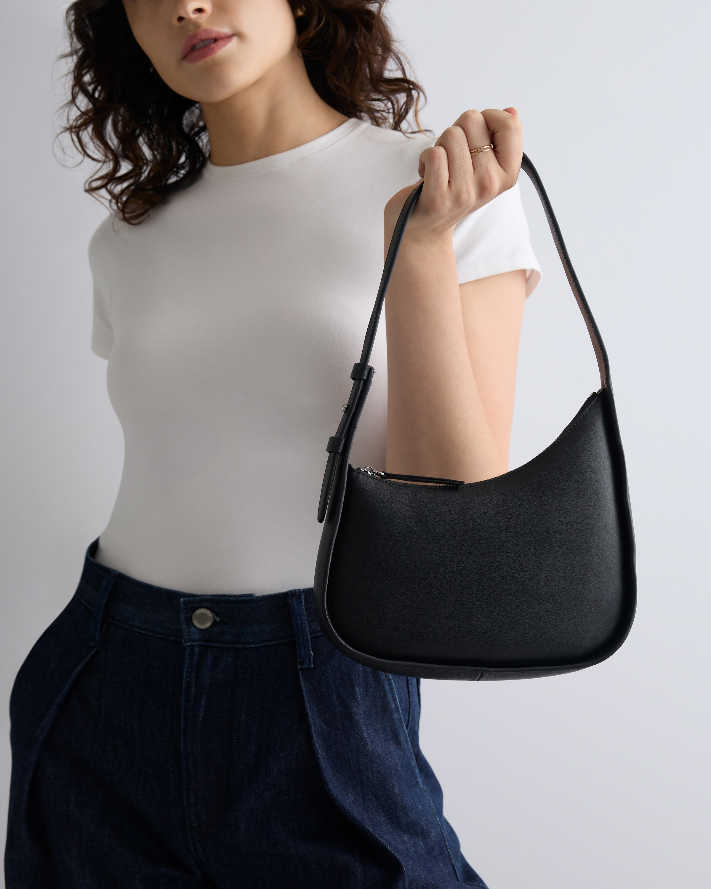 Italian Leather Asymmetrical Mini Shoulder Bag — Image 9