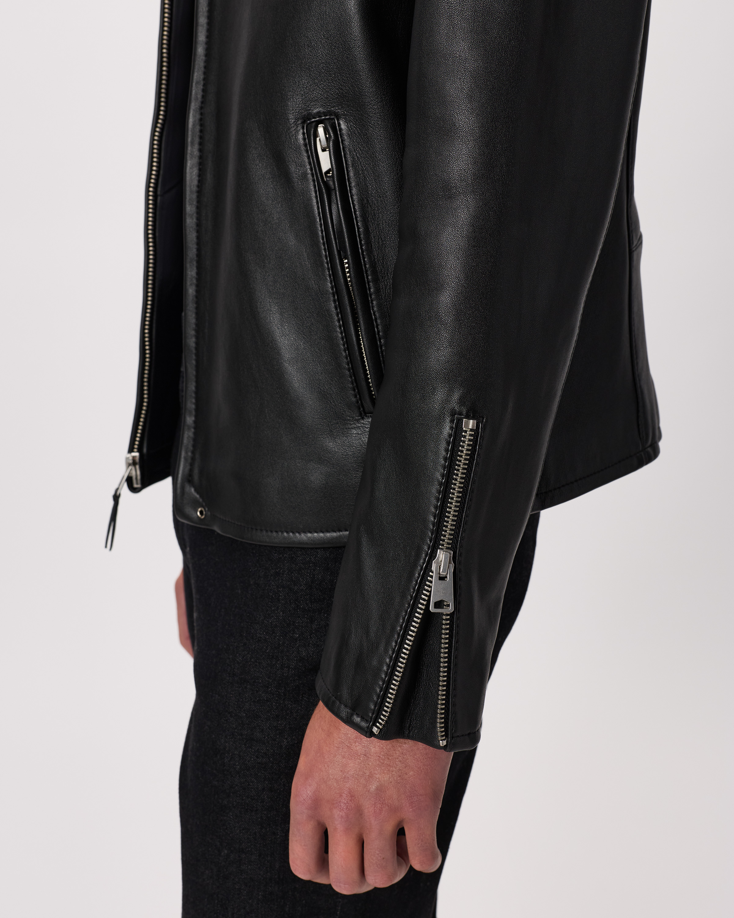 100% Leather Café Racer Jacket — Image 9