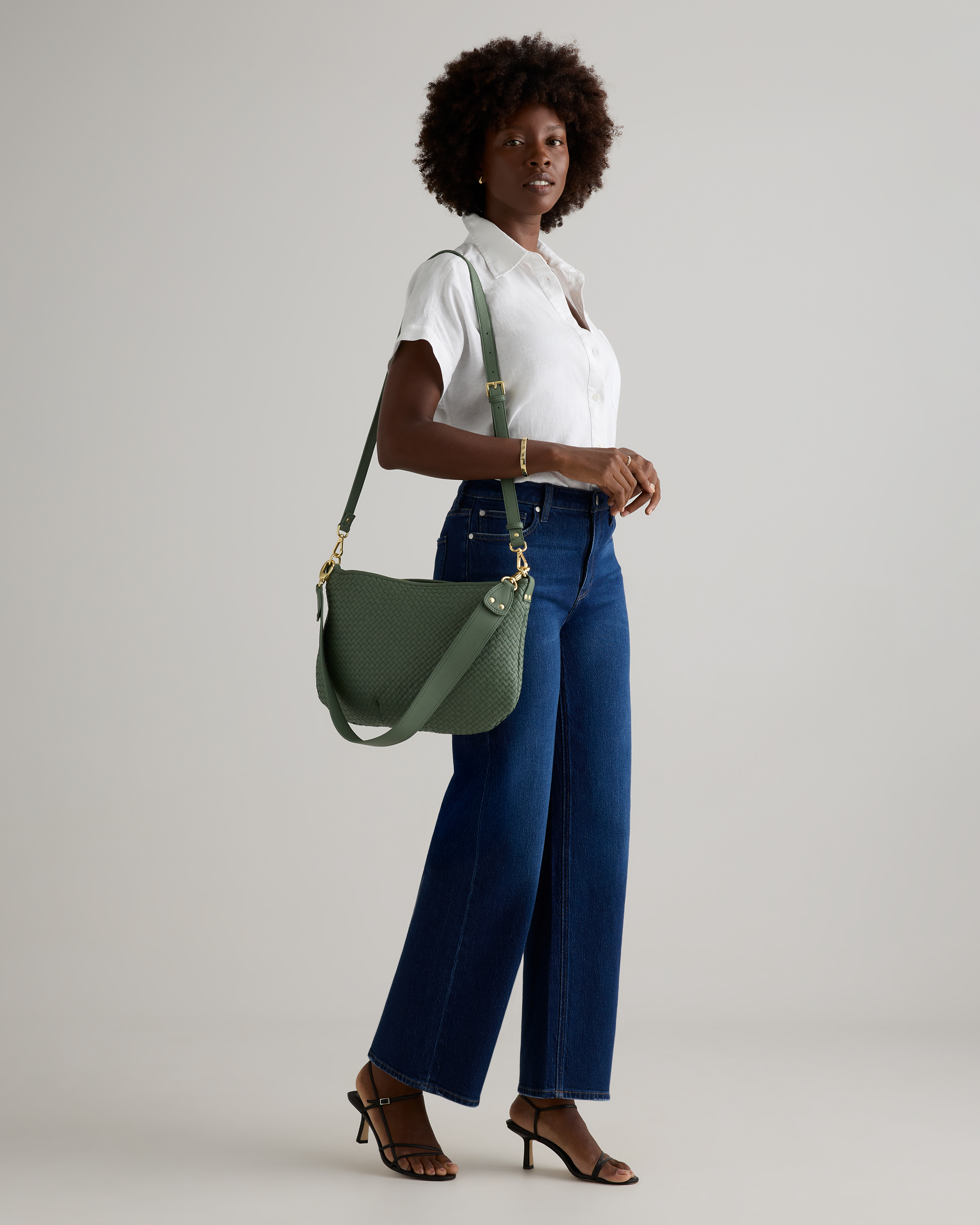 Italian Leather Convertible Crescent Handwoven Shoulder Bag — Image 20