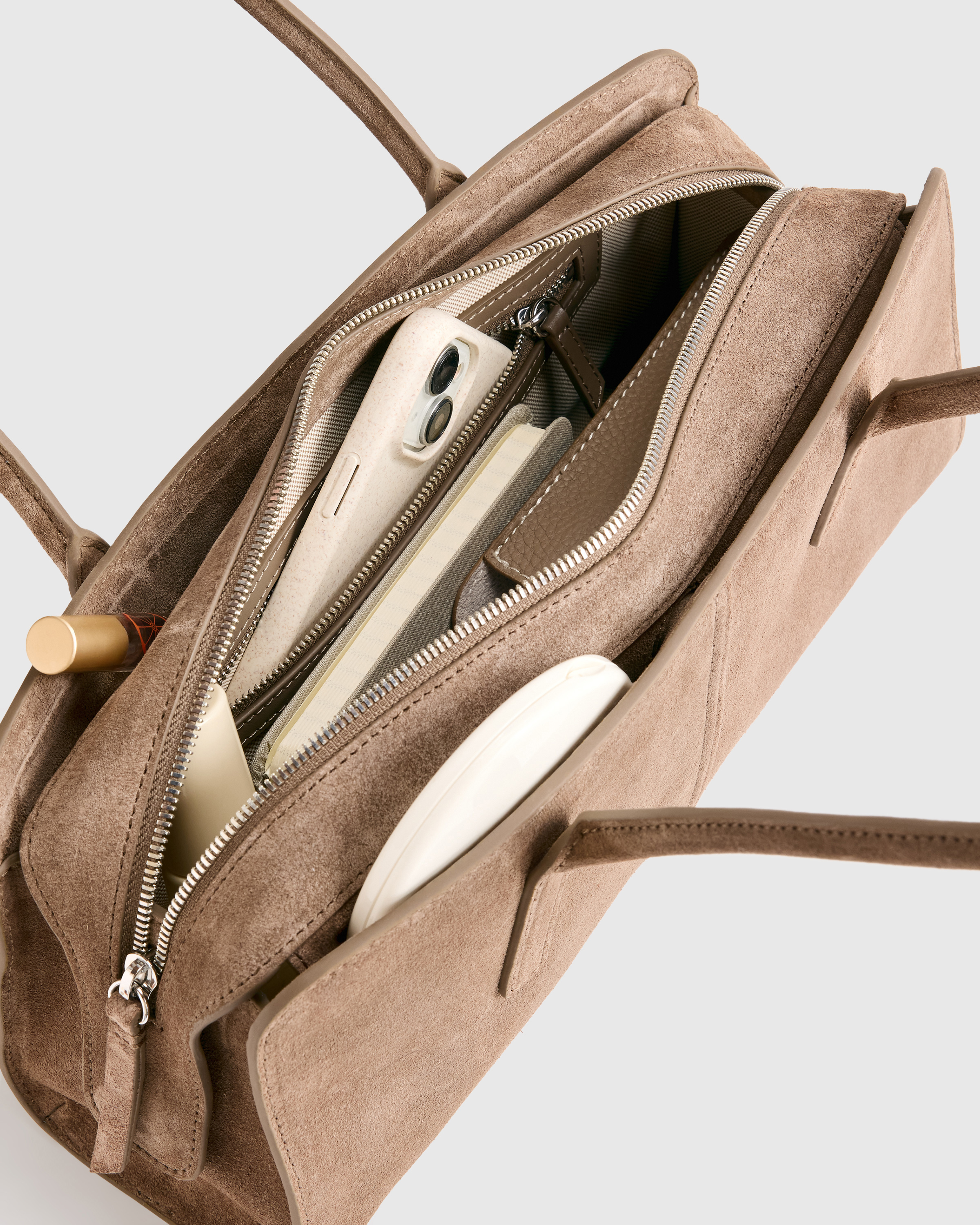 Italian Suede East-West Shoulder Bag — Image 6