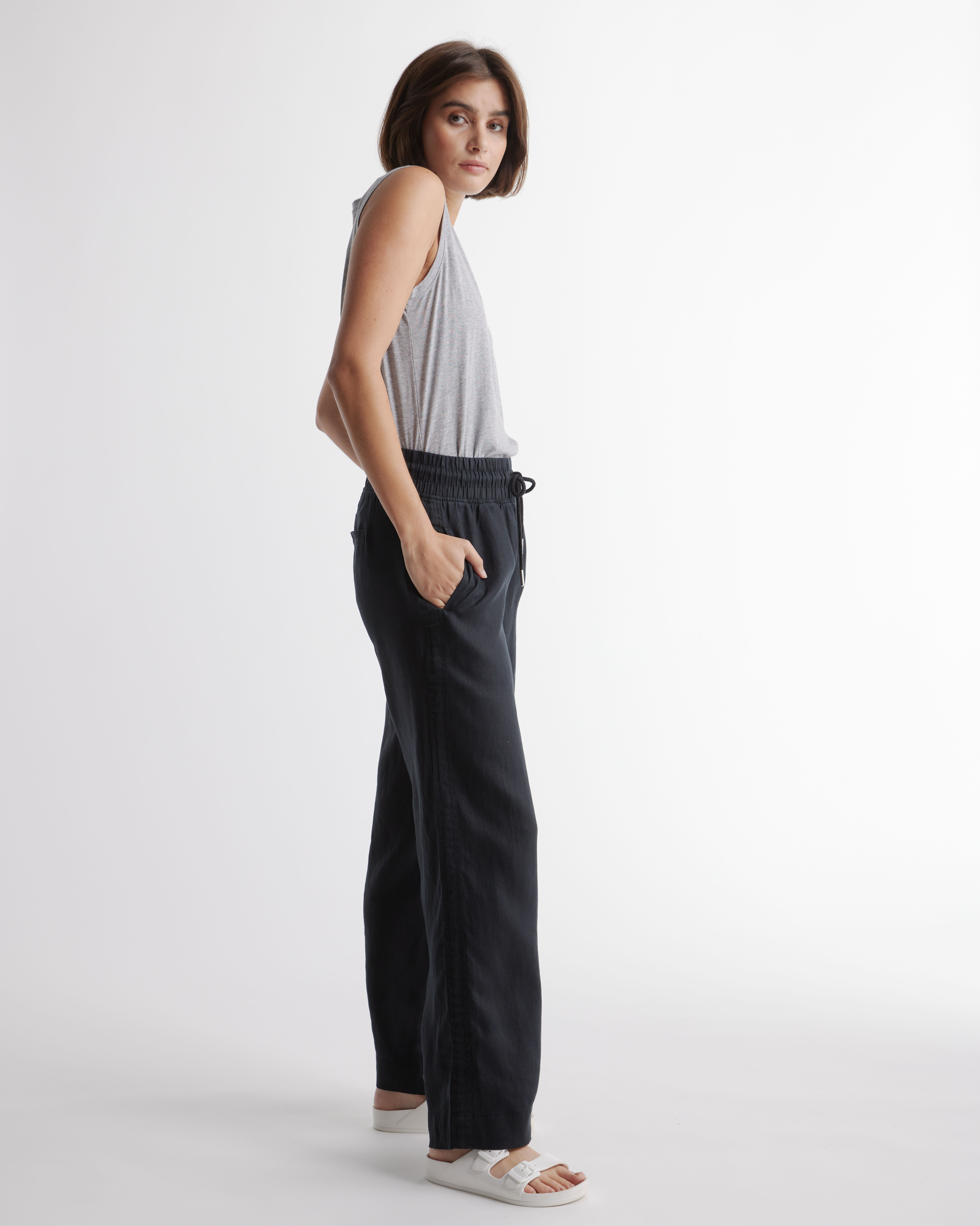100% European Linen Wide Leg Pants — Image 28