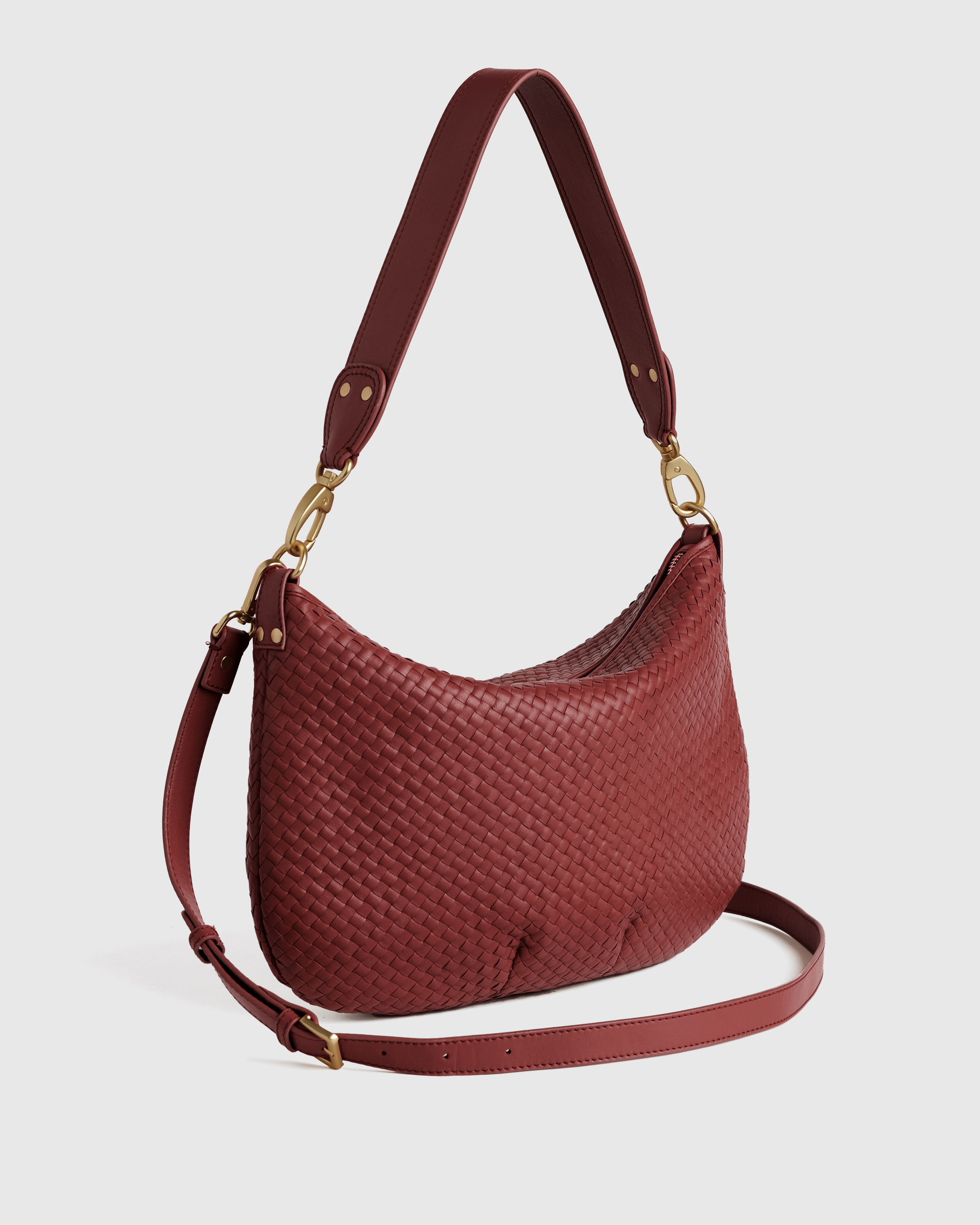 Italian Leather Convertible Crescent Handwoven Shoulder Bag — Image 27