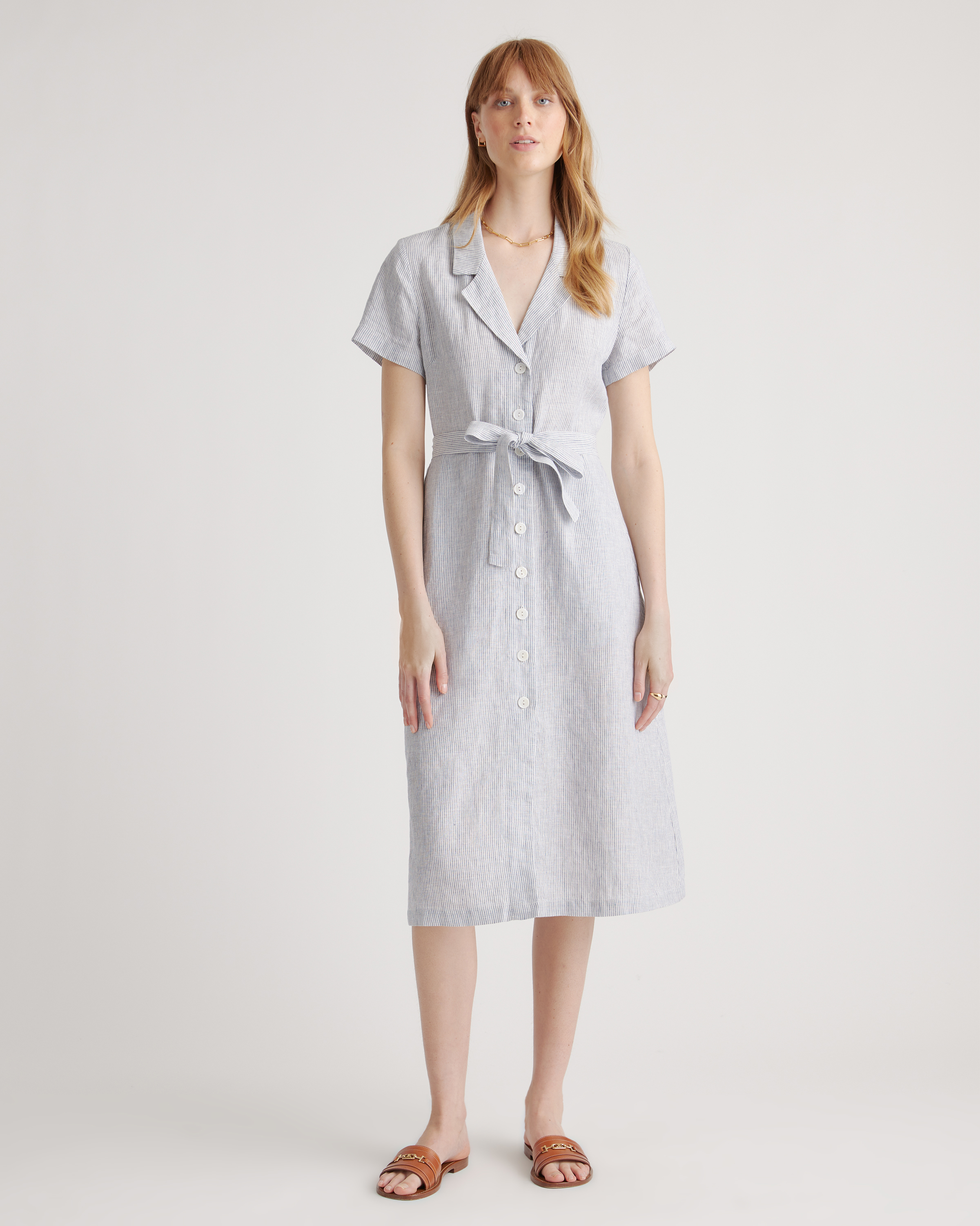 100% European Linen Button Front Dress — Image 33