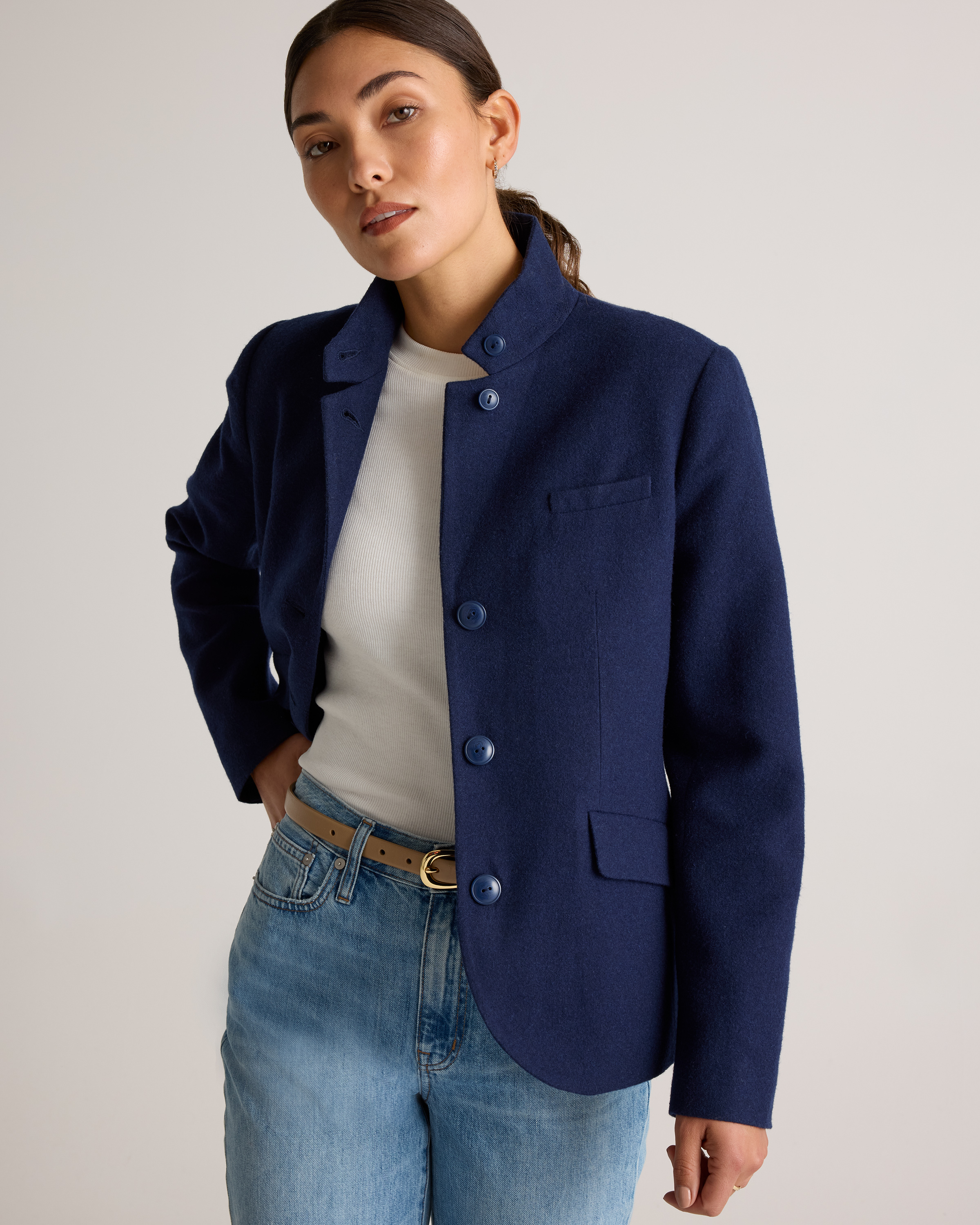 Italian Wool Stand Collar Blazer — Image 5
