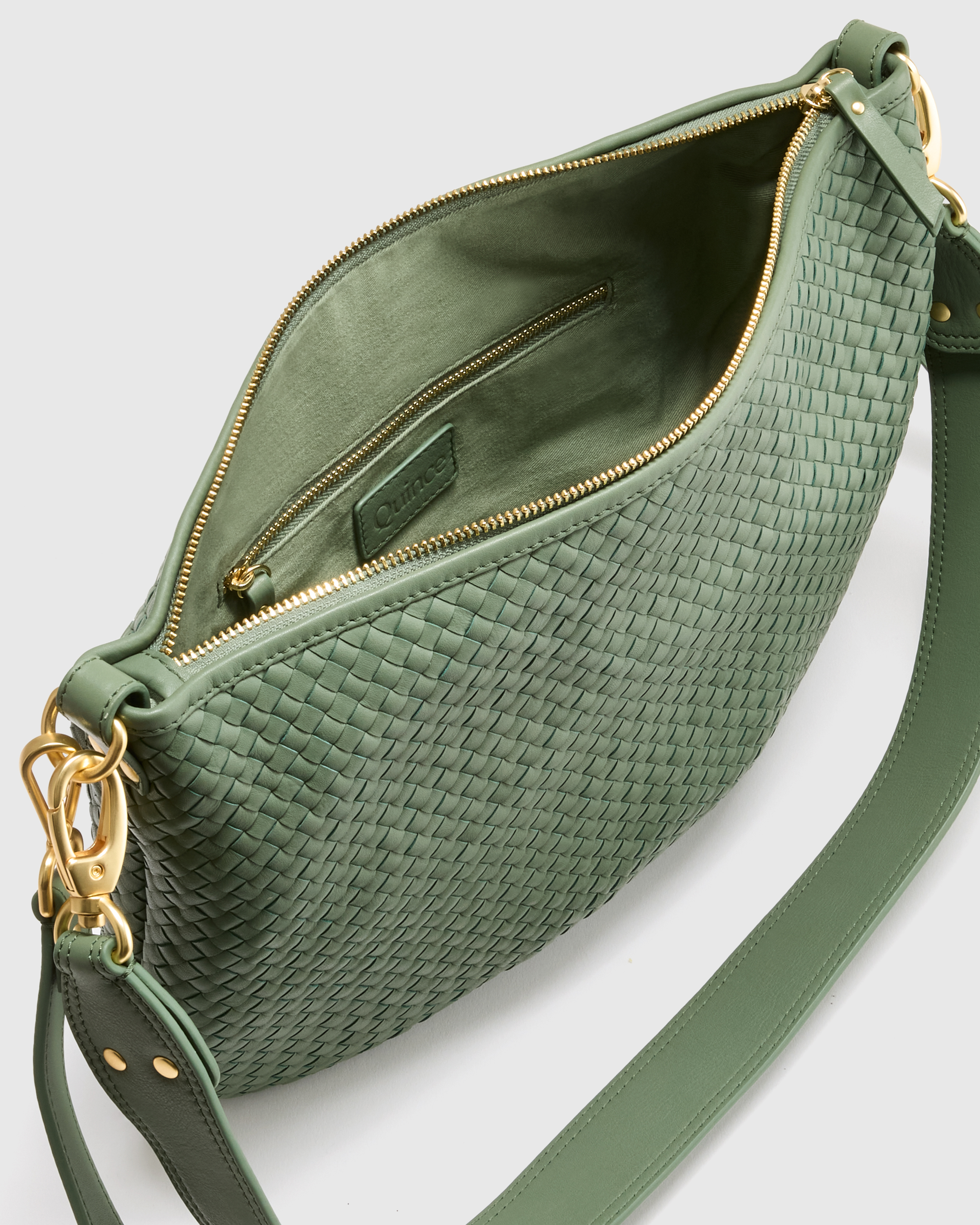 Italian Leather Convertible Crescent Handwoven Shoulder Bag — Image 7