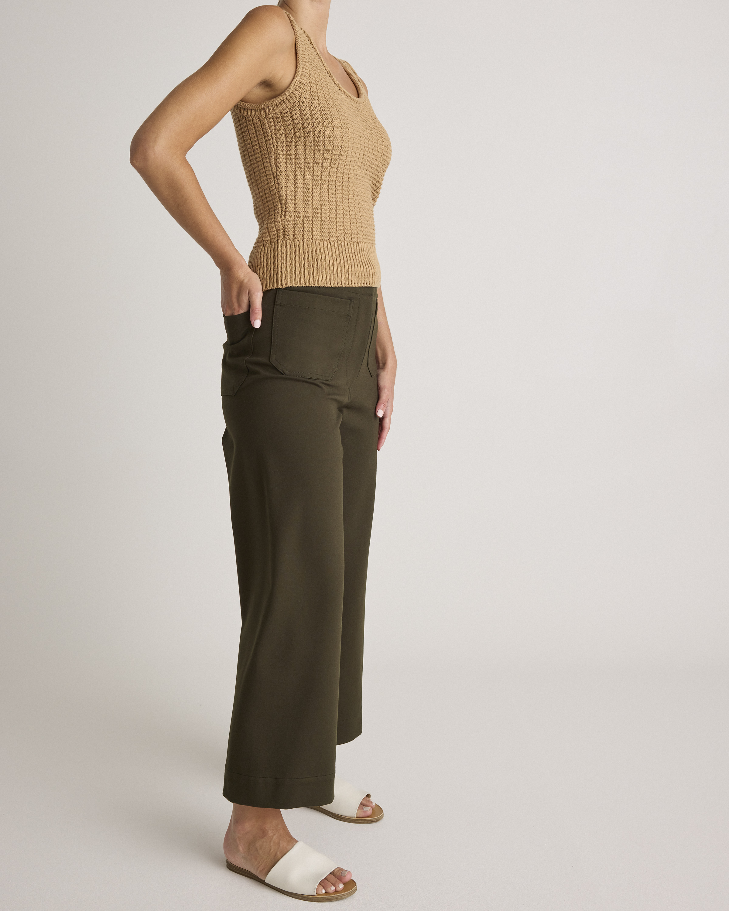Ultra-Stretch Ponte Cropped Wide Leg Pants — Image 10