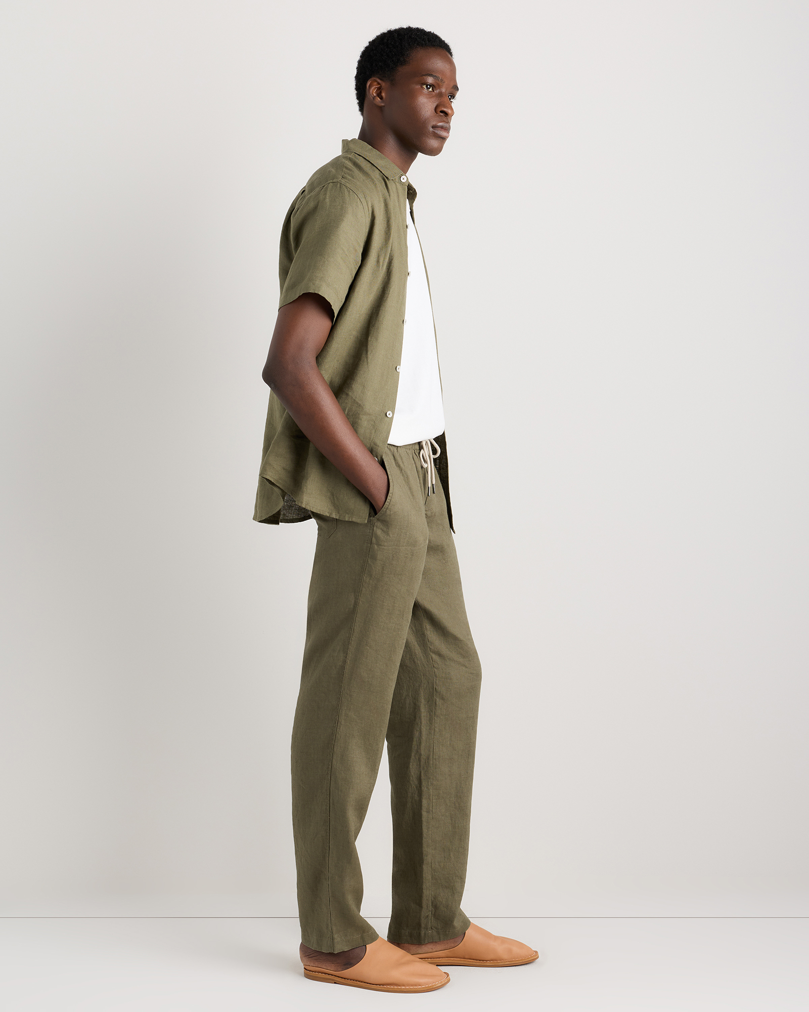 100% European Linen Drawstring Beach Pants — Image 33