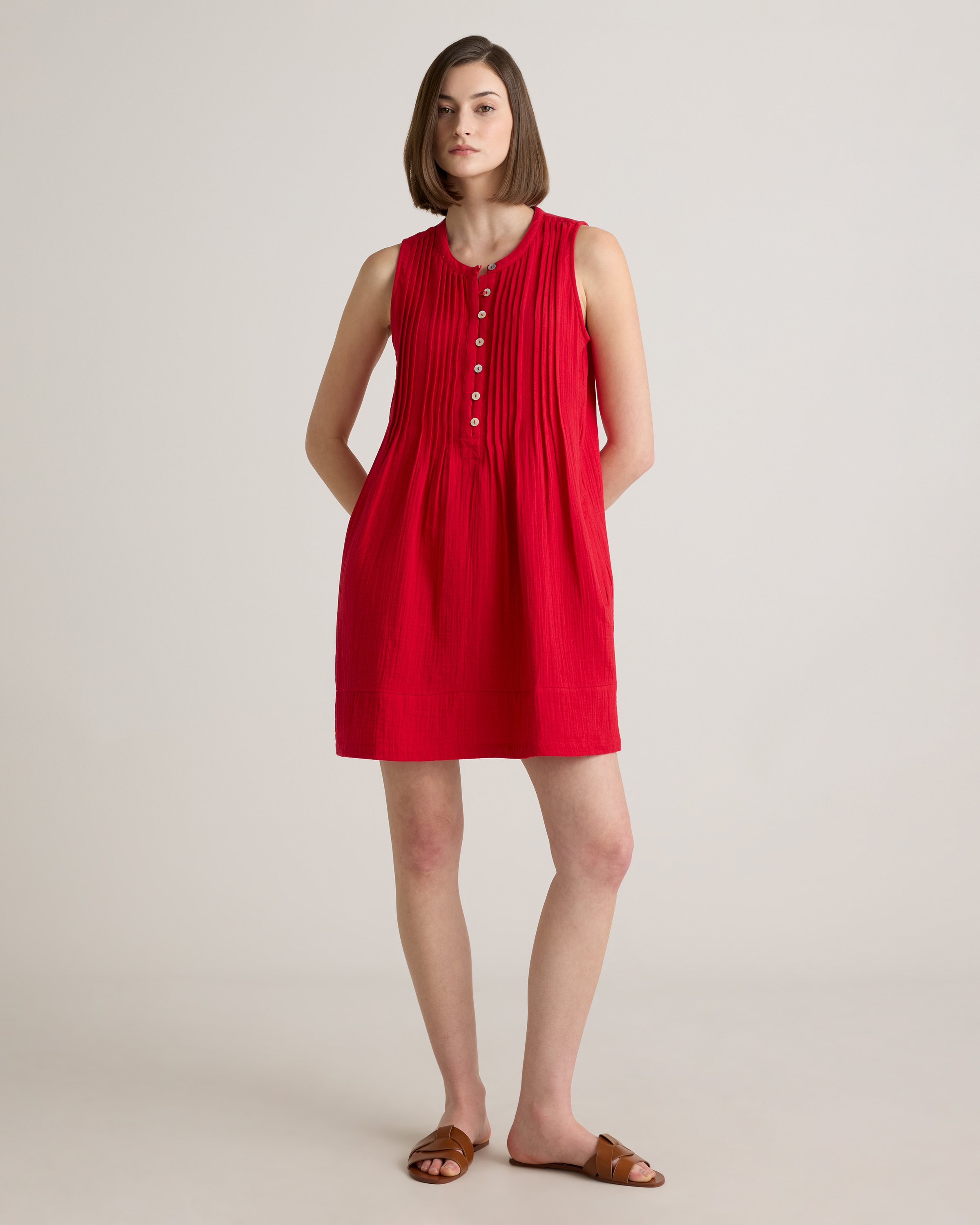 100% Organic Cotton Gauze Sleeveless Swing Dress — Image 24