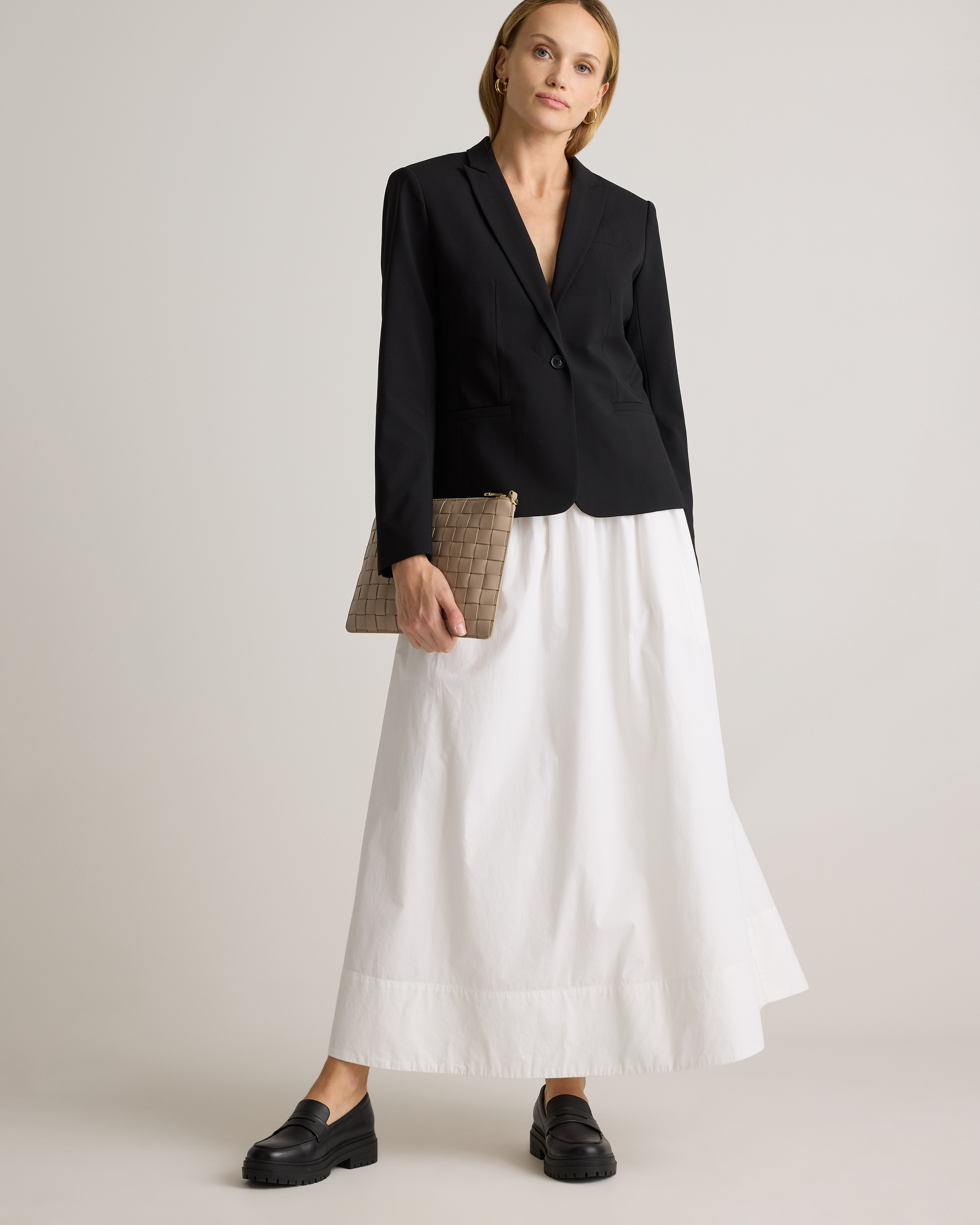 100% Organic Cotton Poplin A-line Maxi Skirt — Image 13