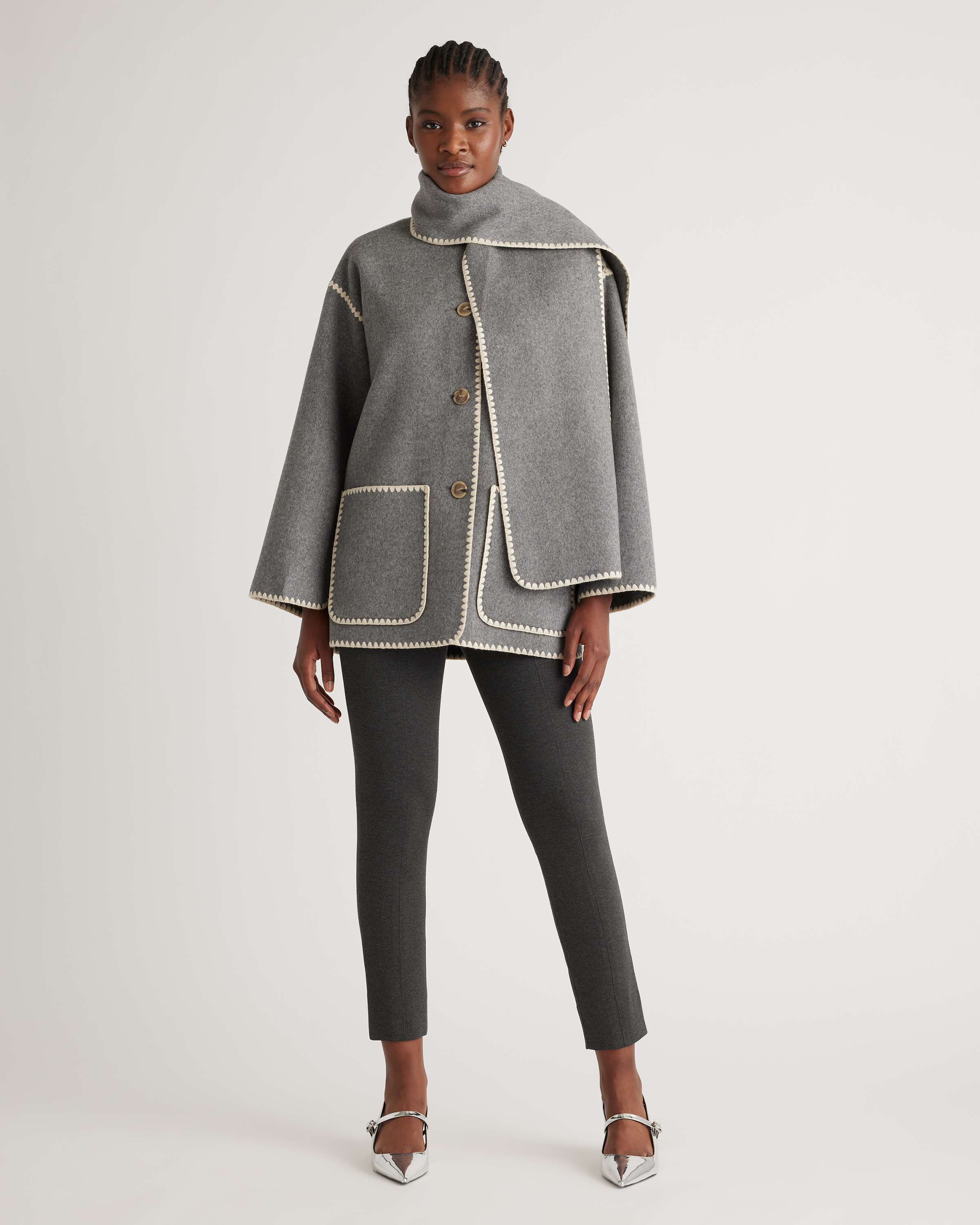 Double-Faced Merino Wool Scarf Coat — Image 16