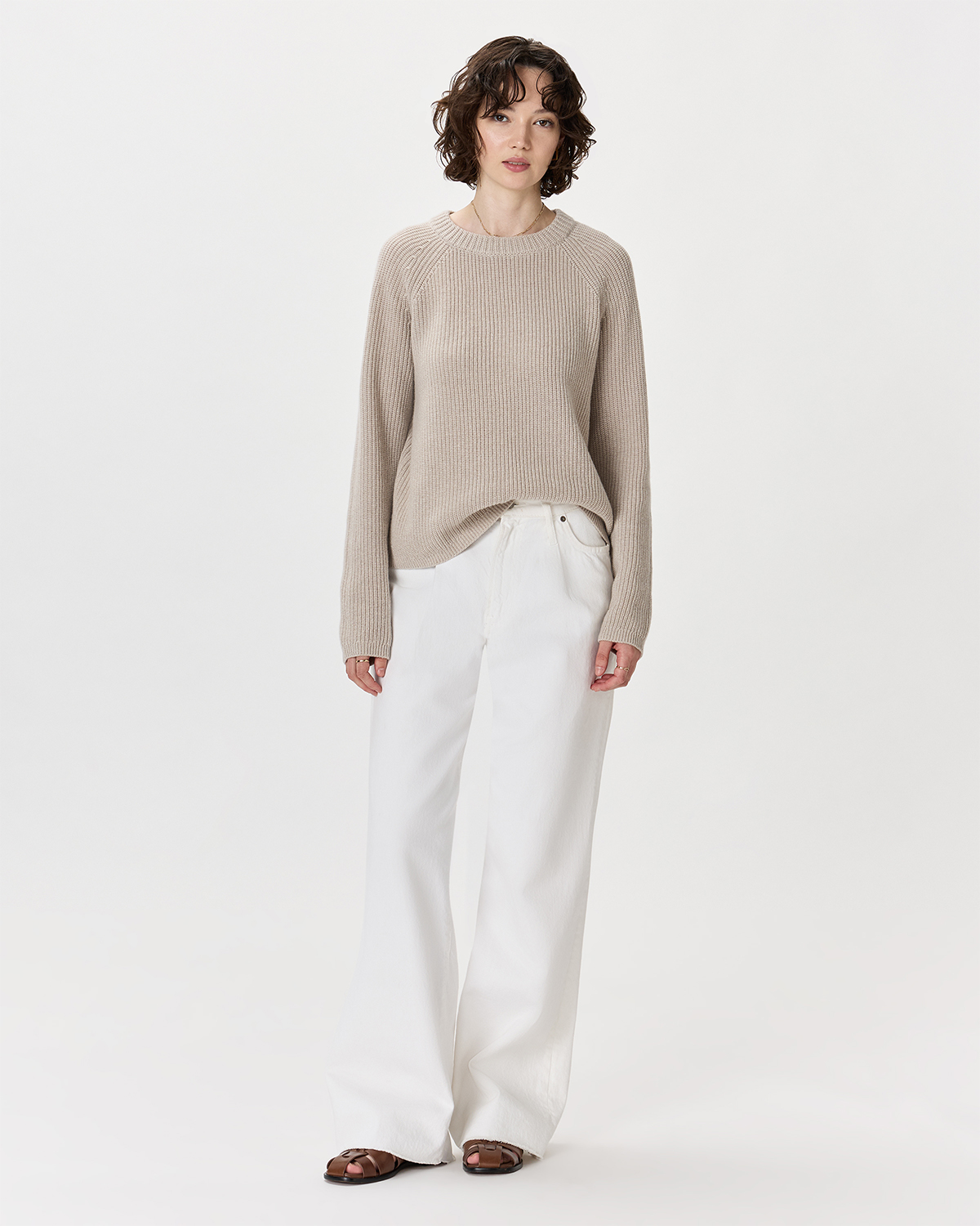 Mongolian Cashmere Fisherman Crewneck Sweater — Image 89
