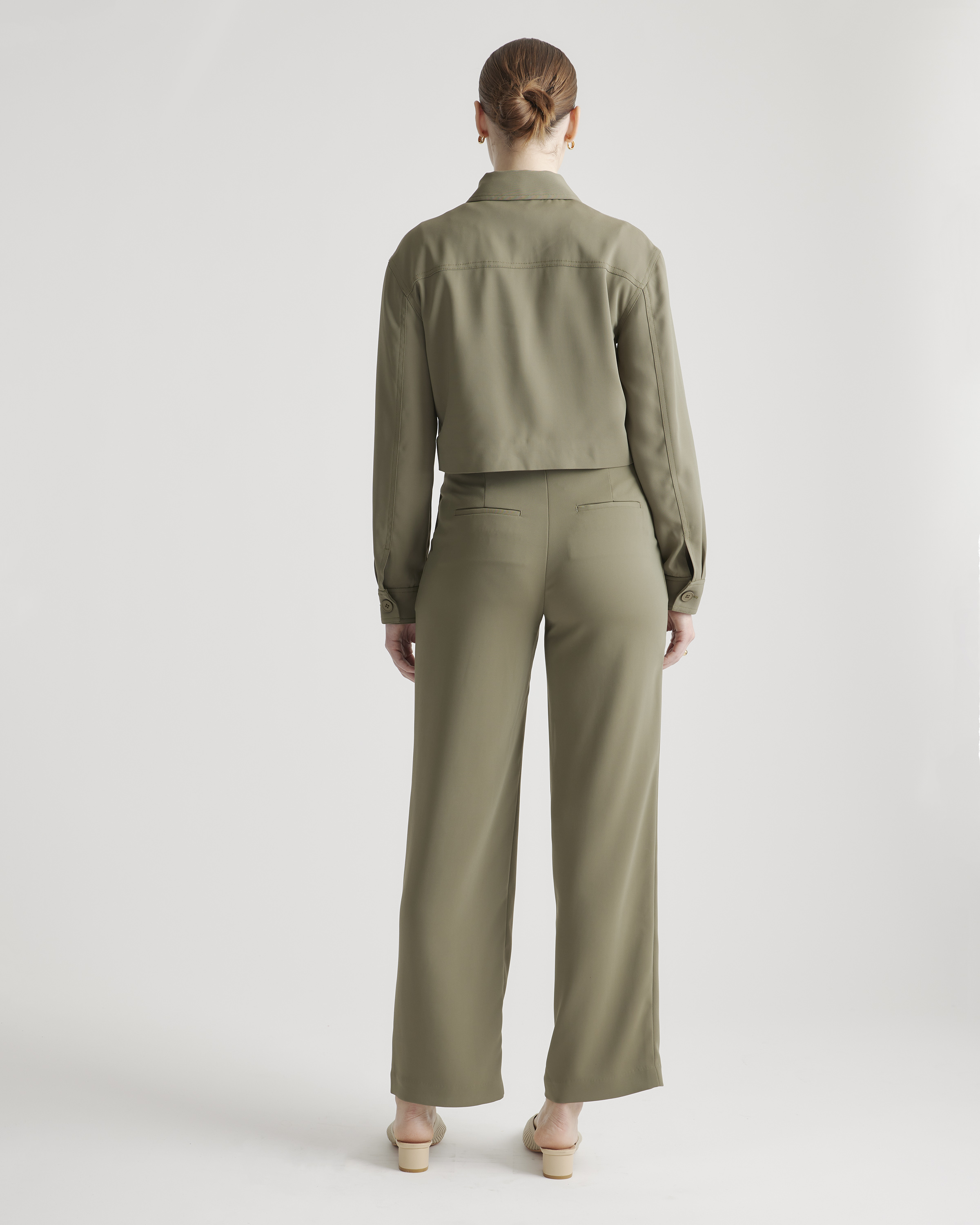 Stretch Crepe Cropped Jacket — Image 19