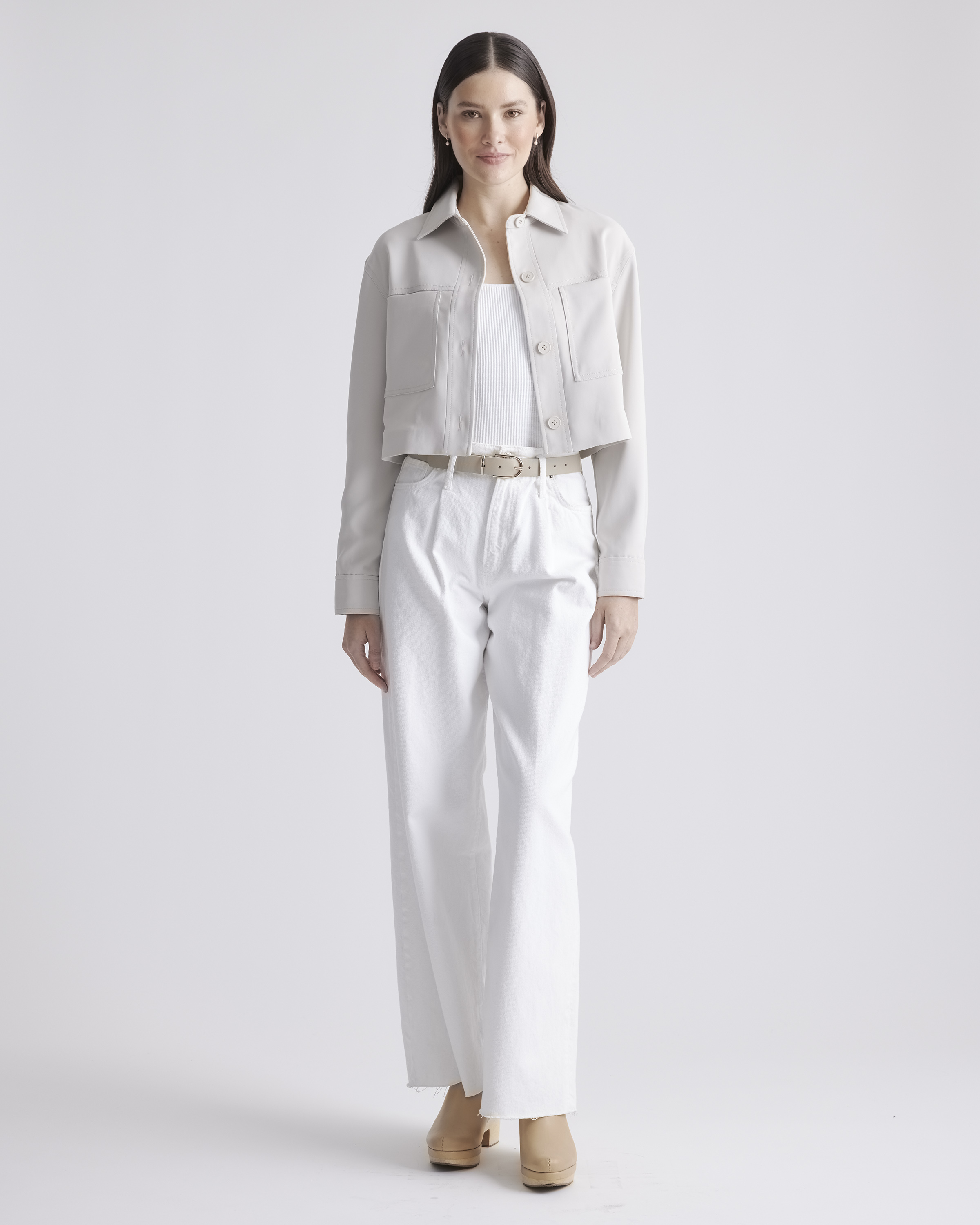 Stretch Crepe Cropped Jacket — Image 20