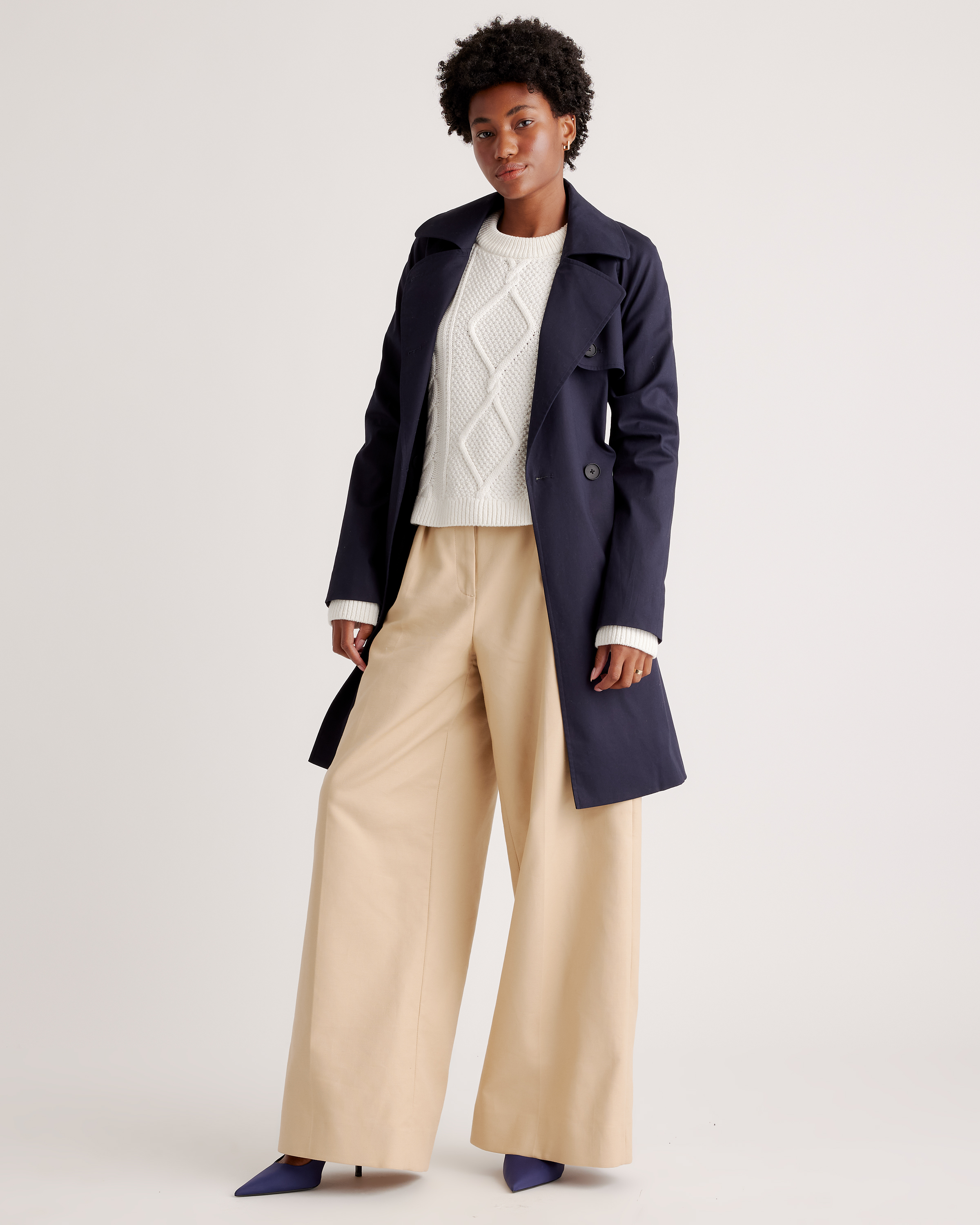 100% Organic Cotton Cropped Cable Crew Sweater — Image 18
