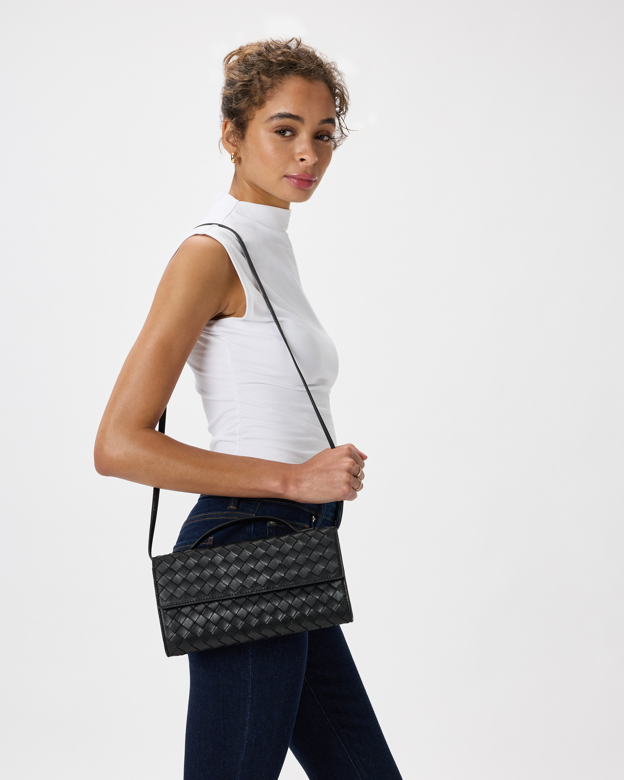 Italian Leather Handwoven Top Handle Clutch — Image 5