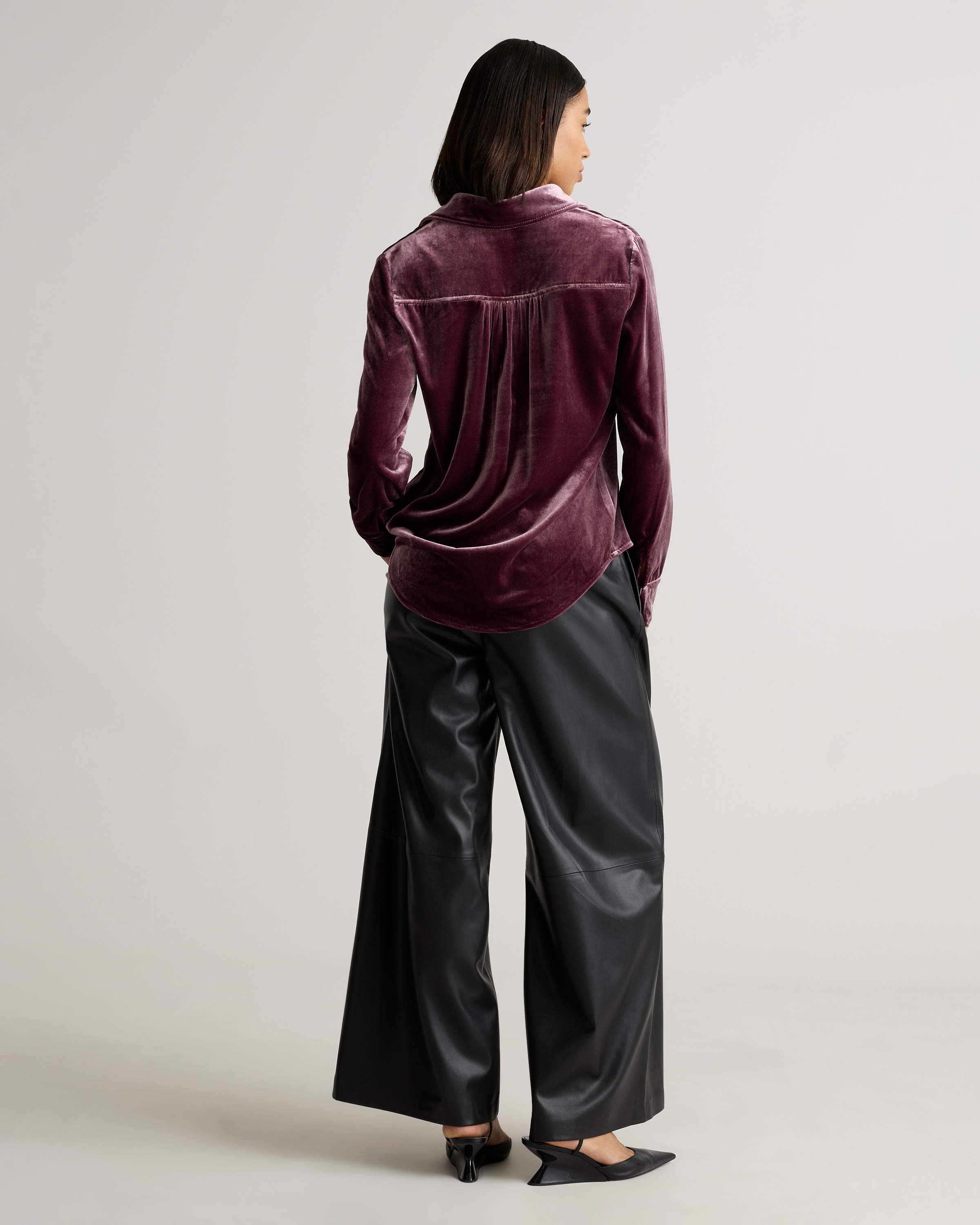 Stretch Silk Velvet Long Sleeve Shirt — Image 11