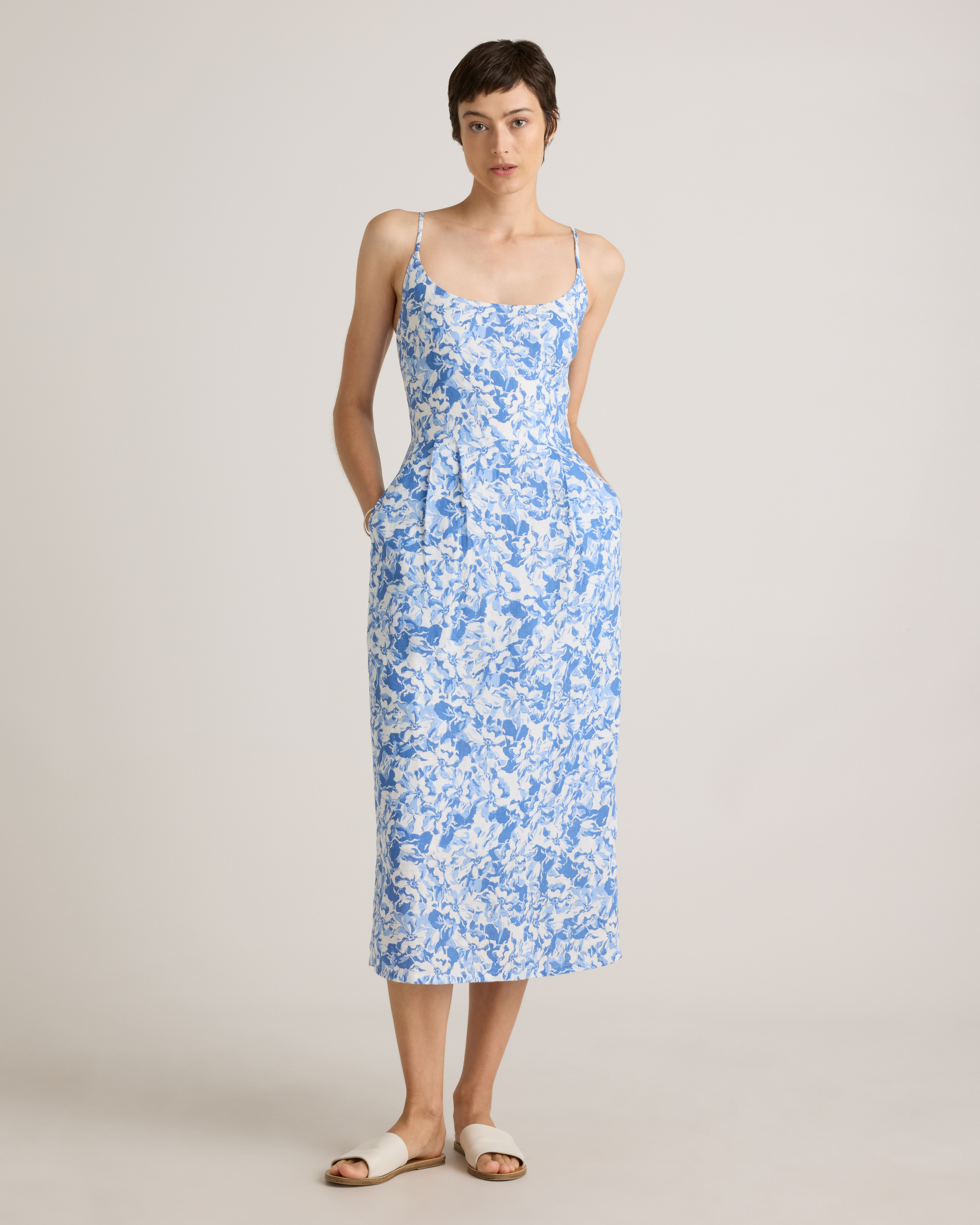 100% European Linen Scoop Neck Midi Dress — Image 18