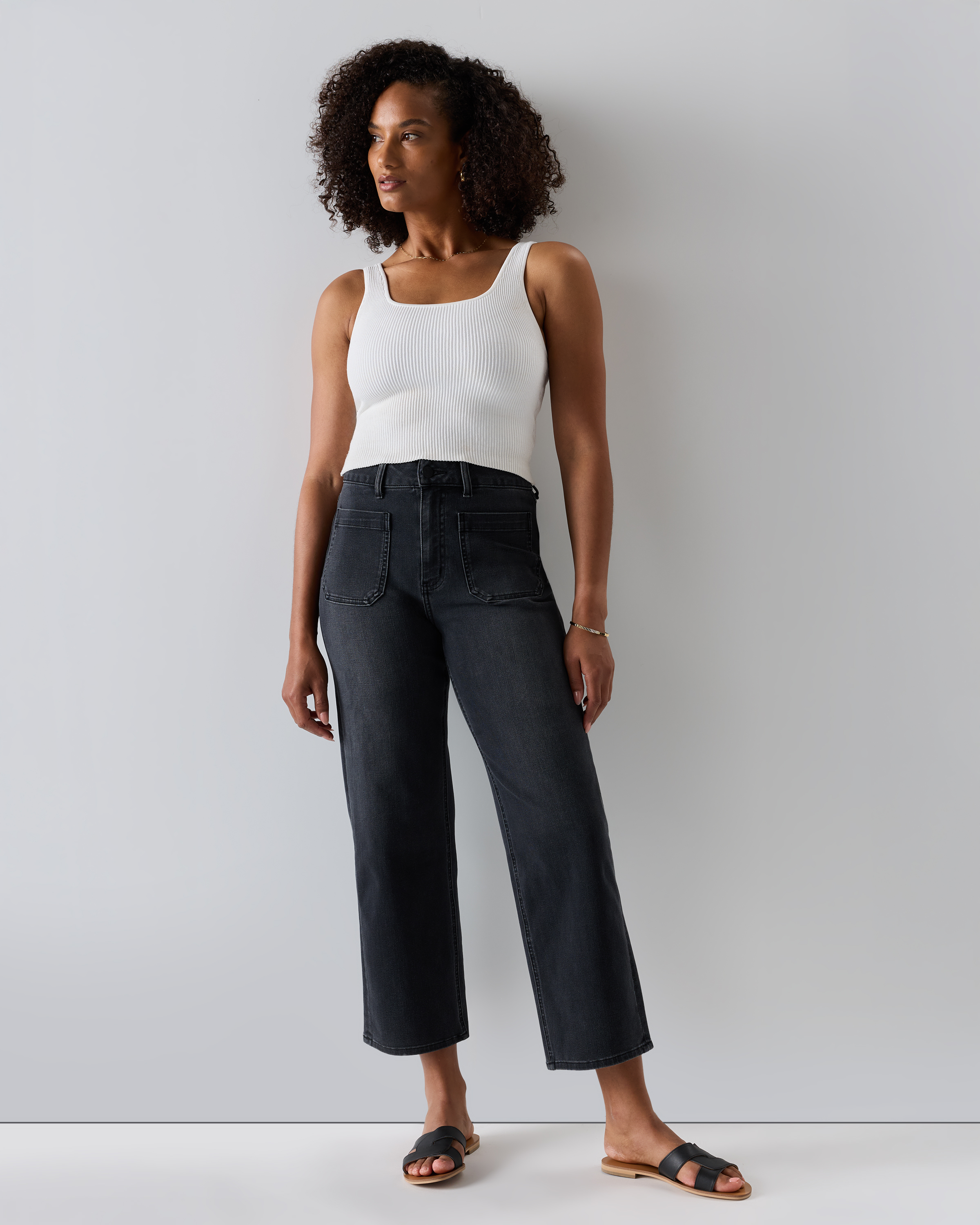 Bella Stretch Patch Pocket Wide Leg Jeans — Image 15