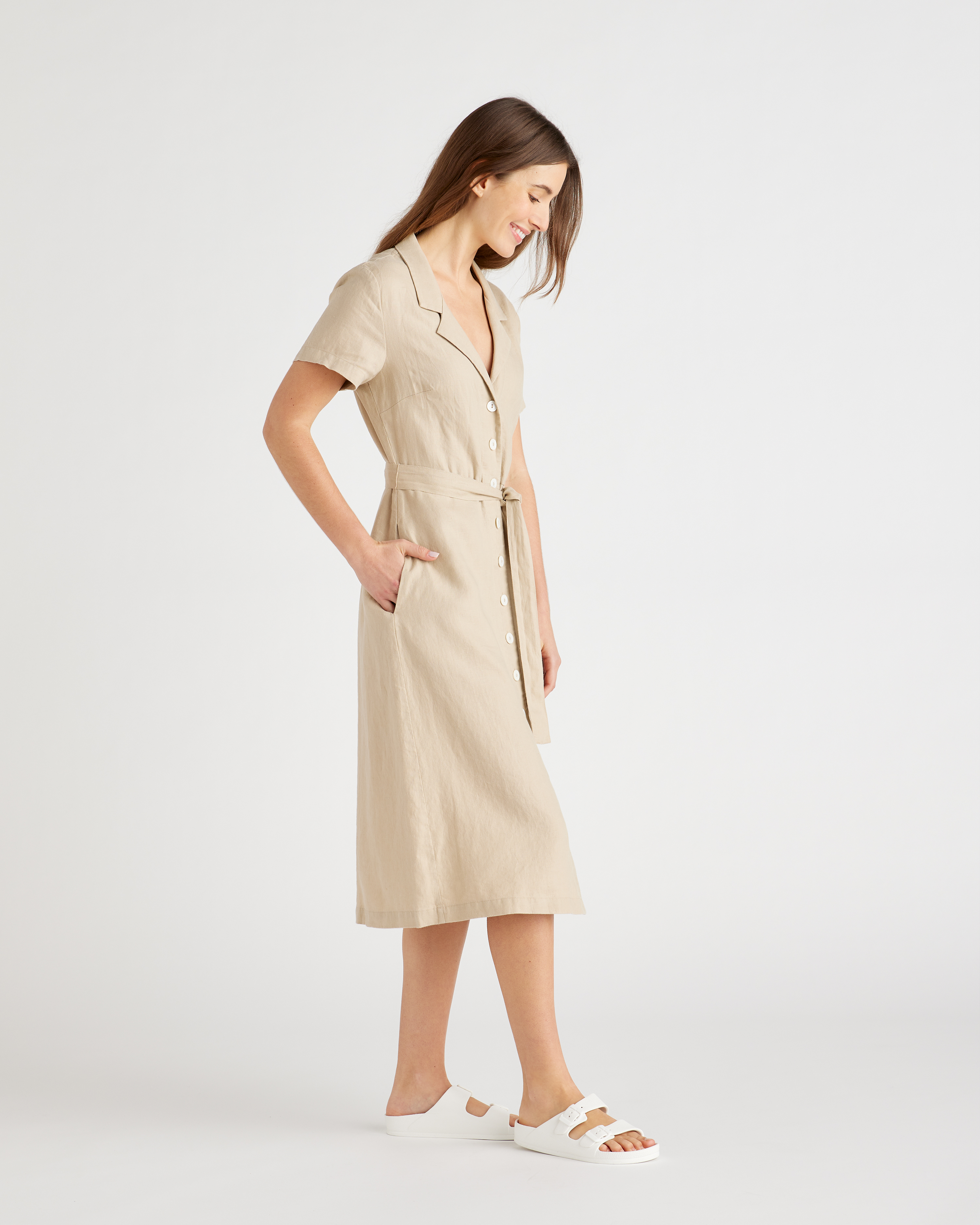 100% European Linen Button Front Dress — Image 15