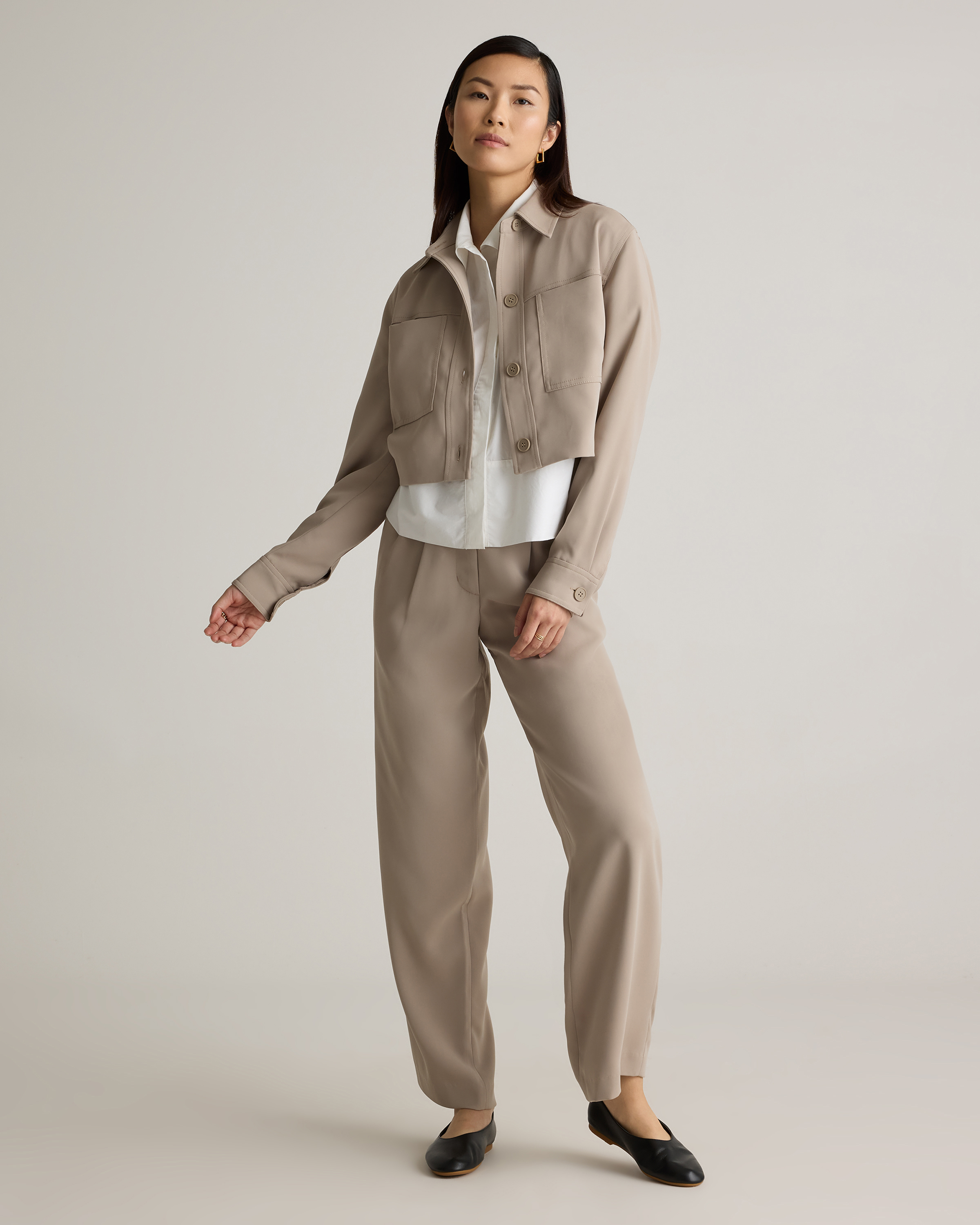 Stretch Crepe Cropped Jacket — Image 13