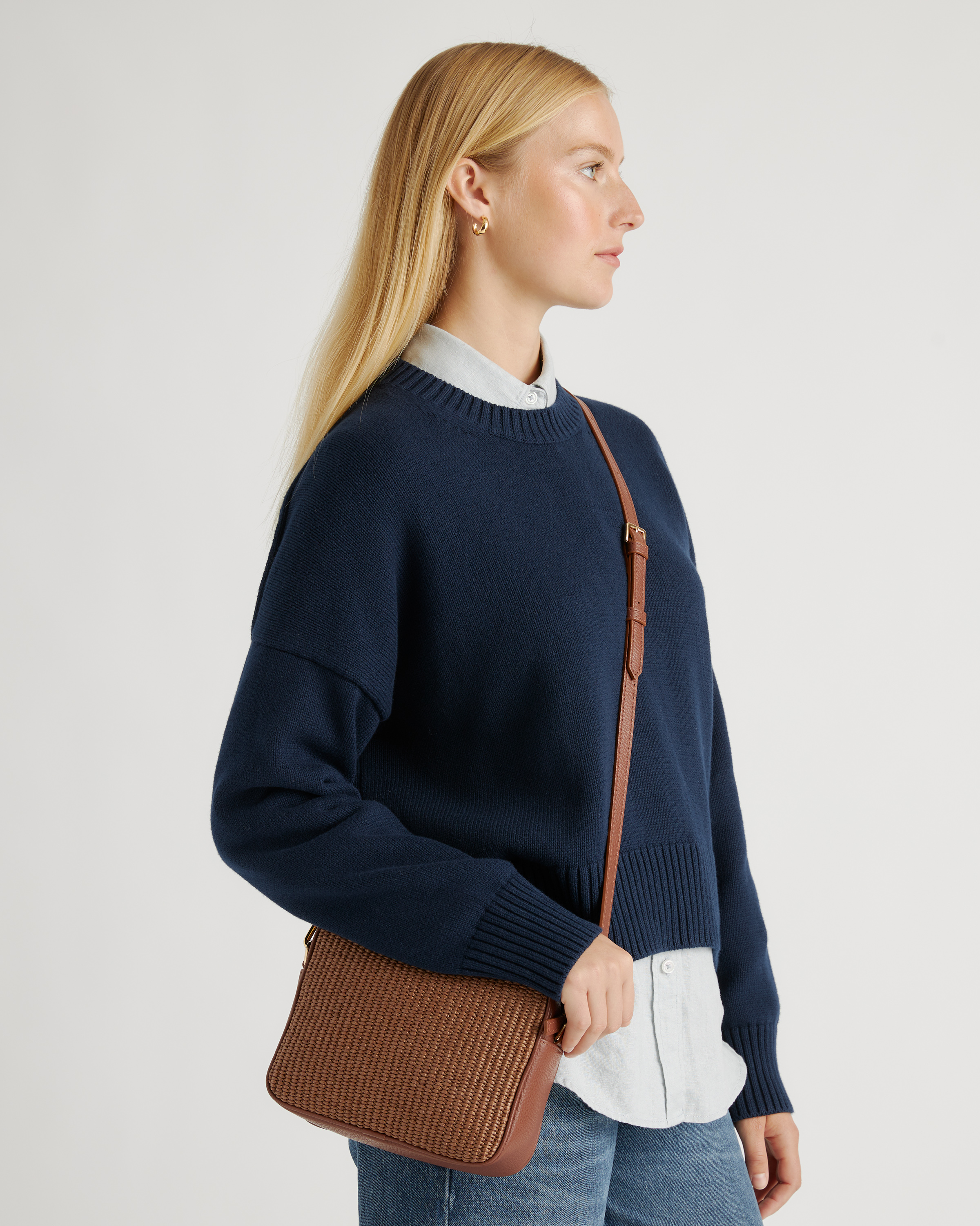 Italian Leather & Raffia Crossbody — Image 5