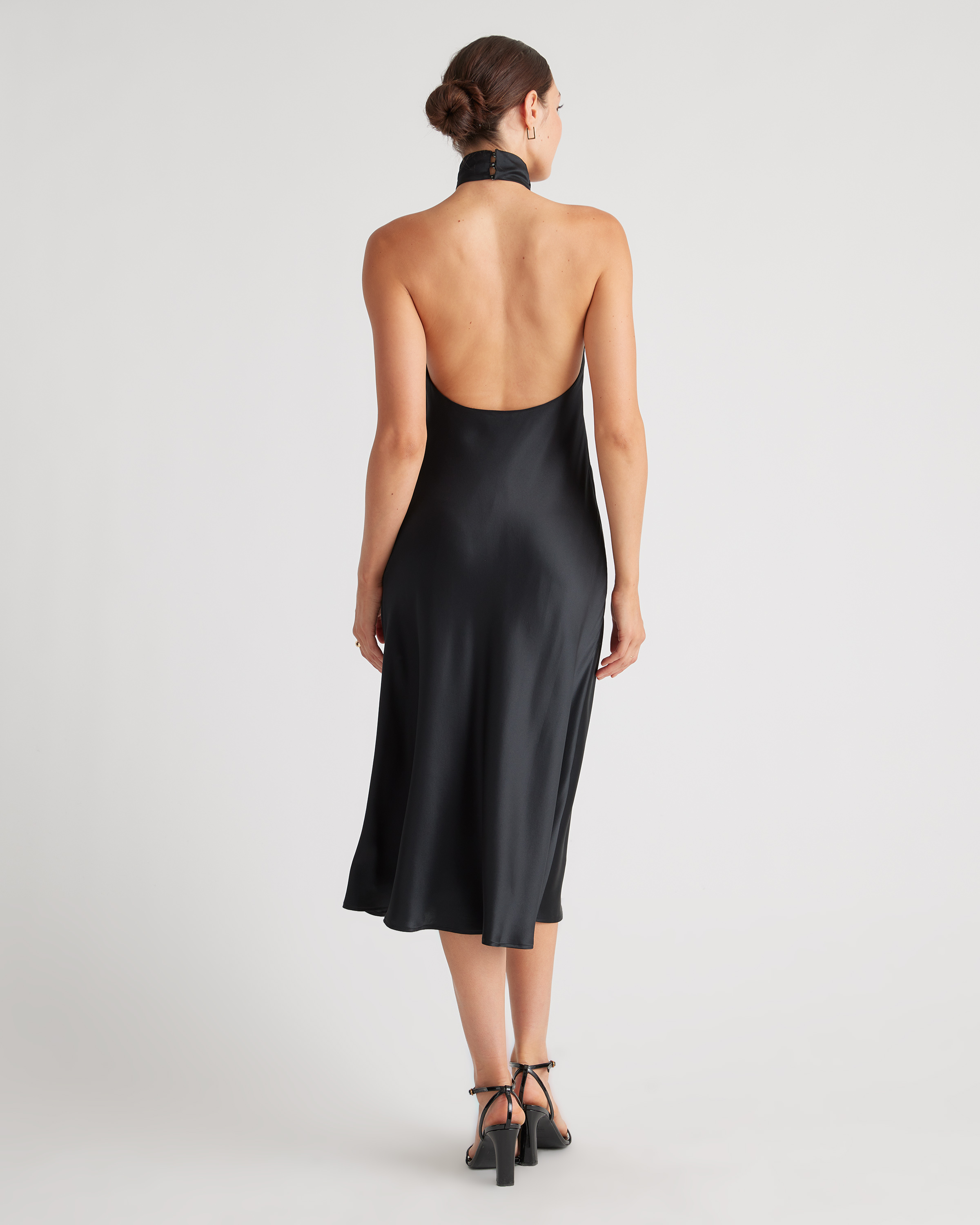 100% Washable Silk Twist Halter Midi Dress — Image 12