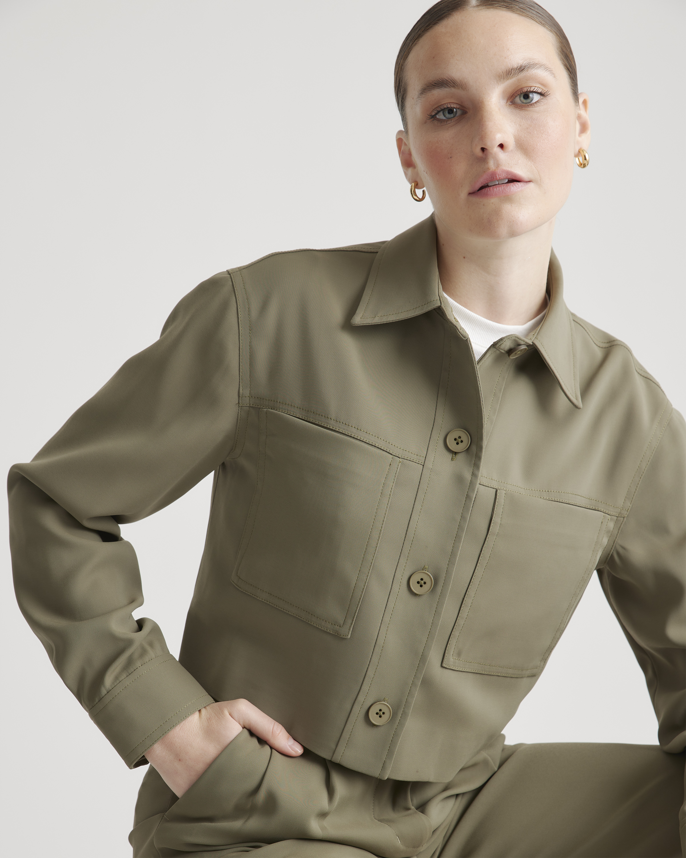 Stretch Crepe Cropped Jacket — Image 4