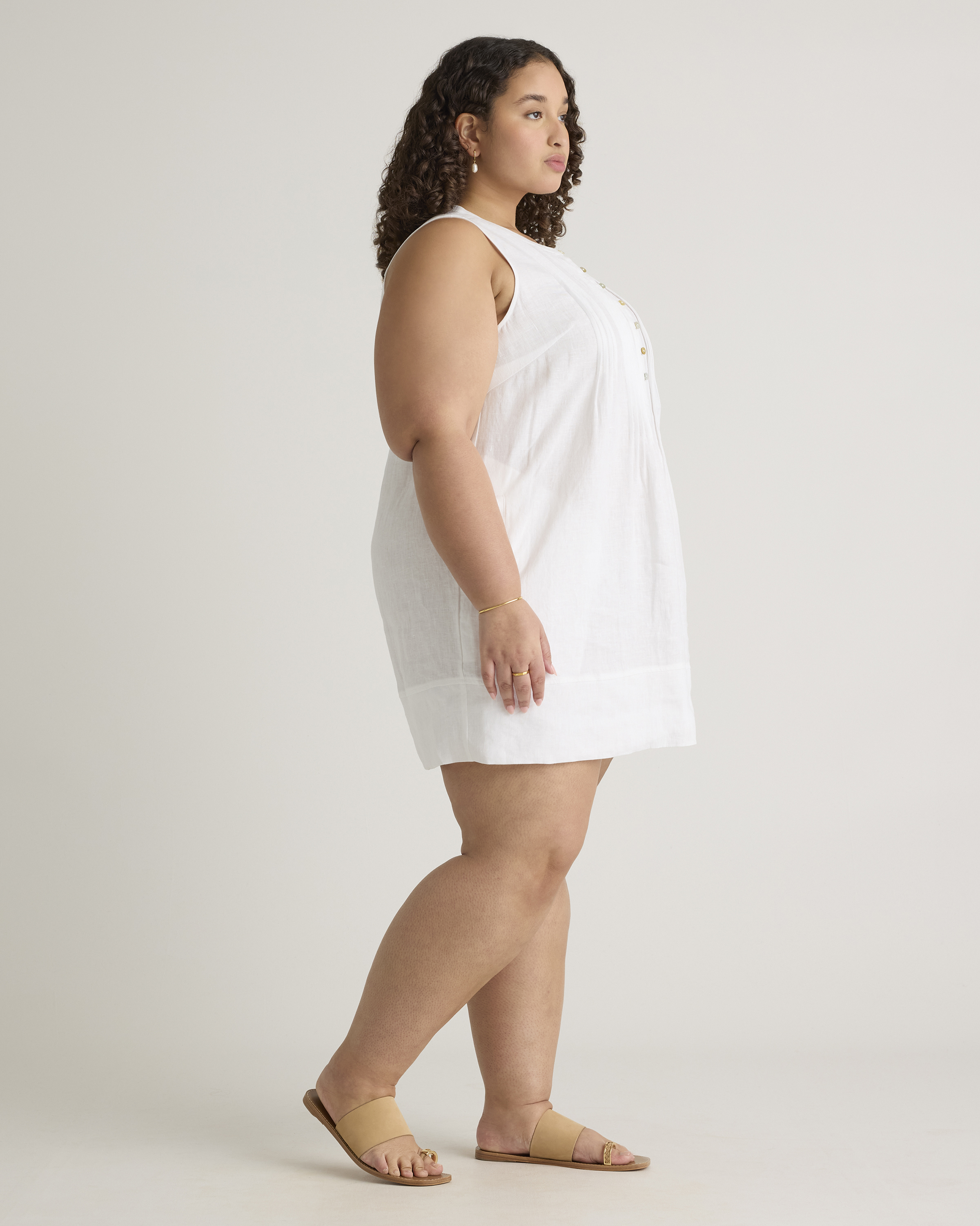 100% European Linen Sleeveless Swing Dress — Image 15