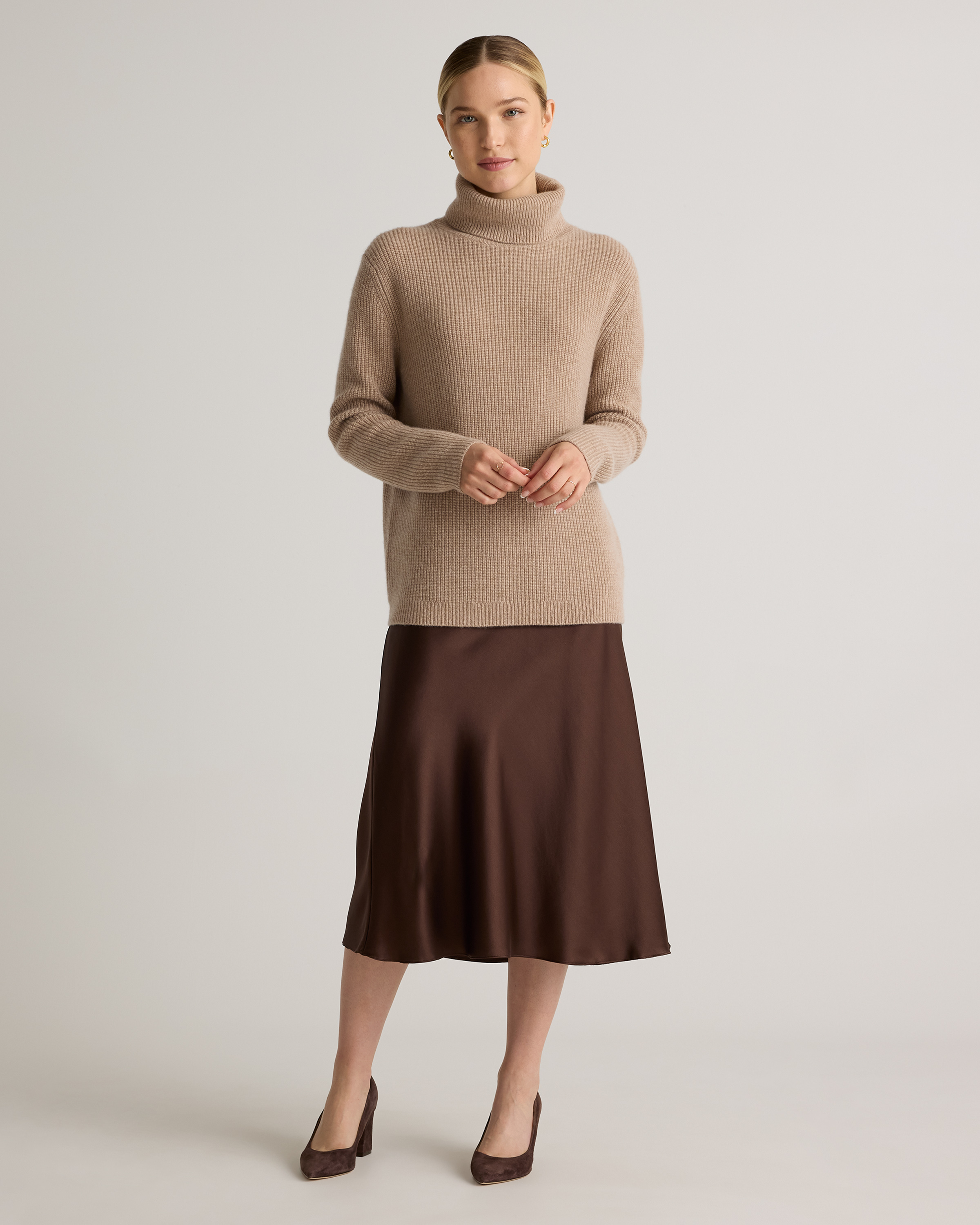 forest-green 100% Washable Silk Skirt — Image 59